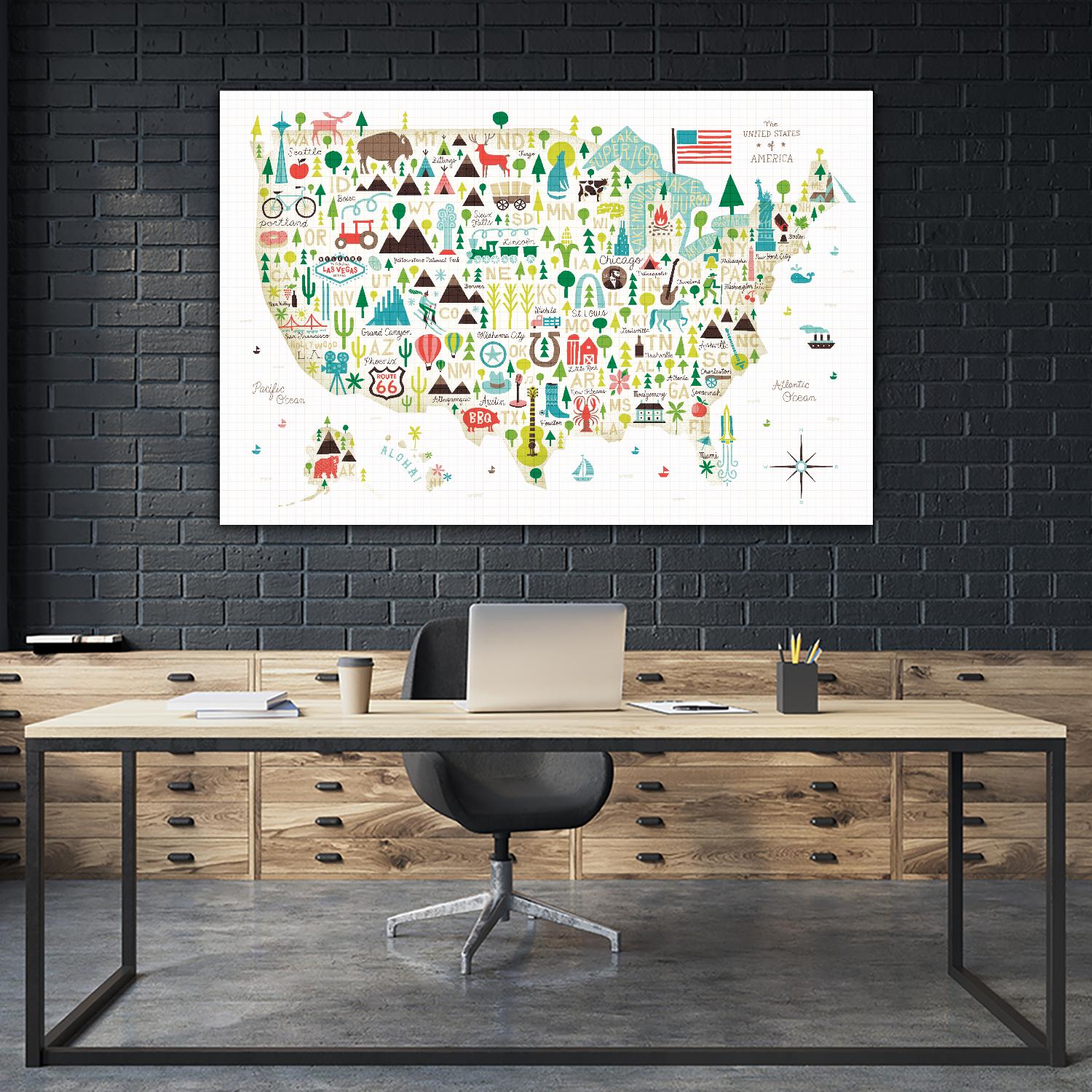 Illustrated USA by Michael Mullan on GIANT ART - green maps