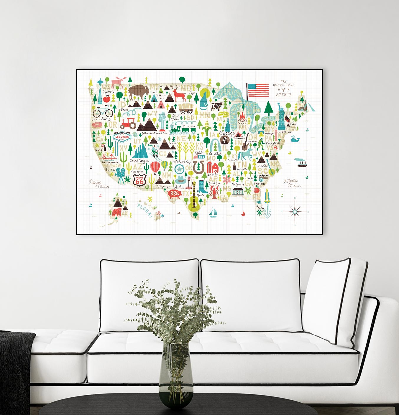 Illustrated USA by Michael Mullan on GIANT ART - green maps