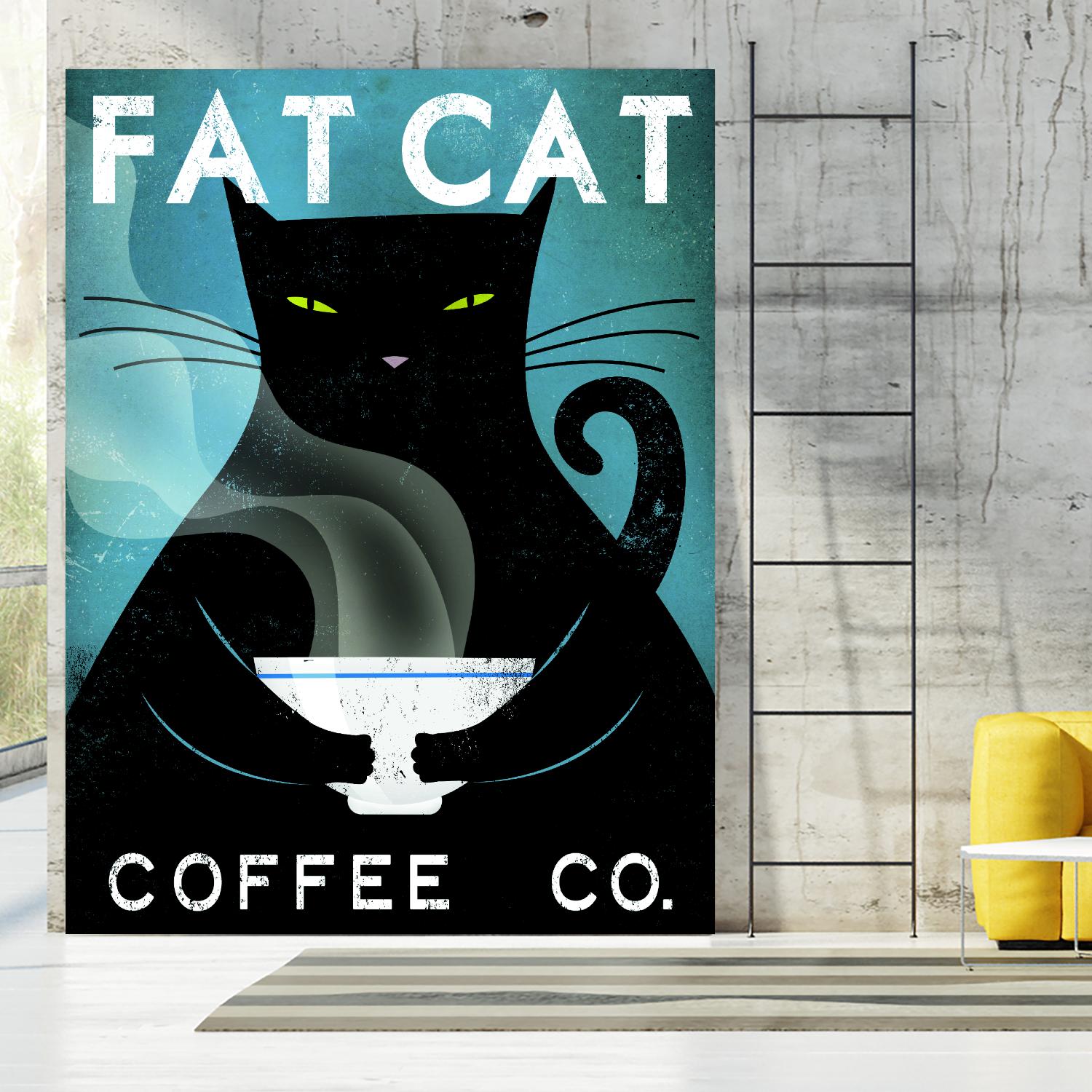 Cat Coffee no City by Ryan Fowler on GIANT ART - black animals
