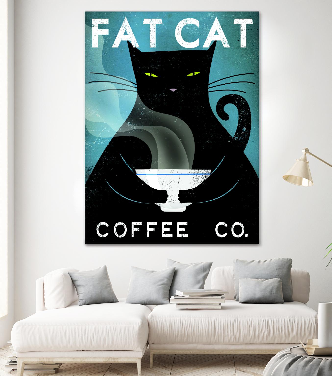 Cat Coffee no City by Ryan Fowler on GIANT ART - black animals