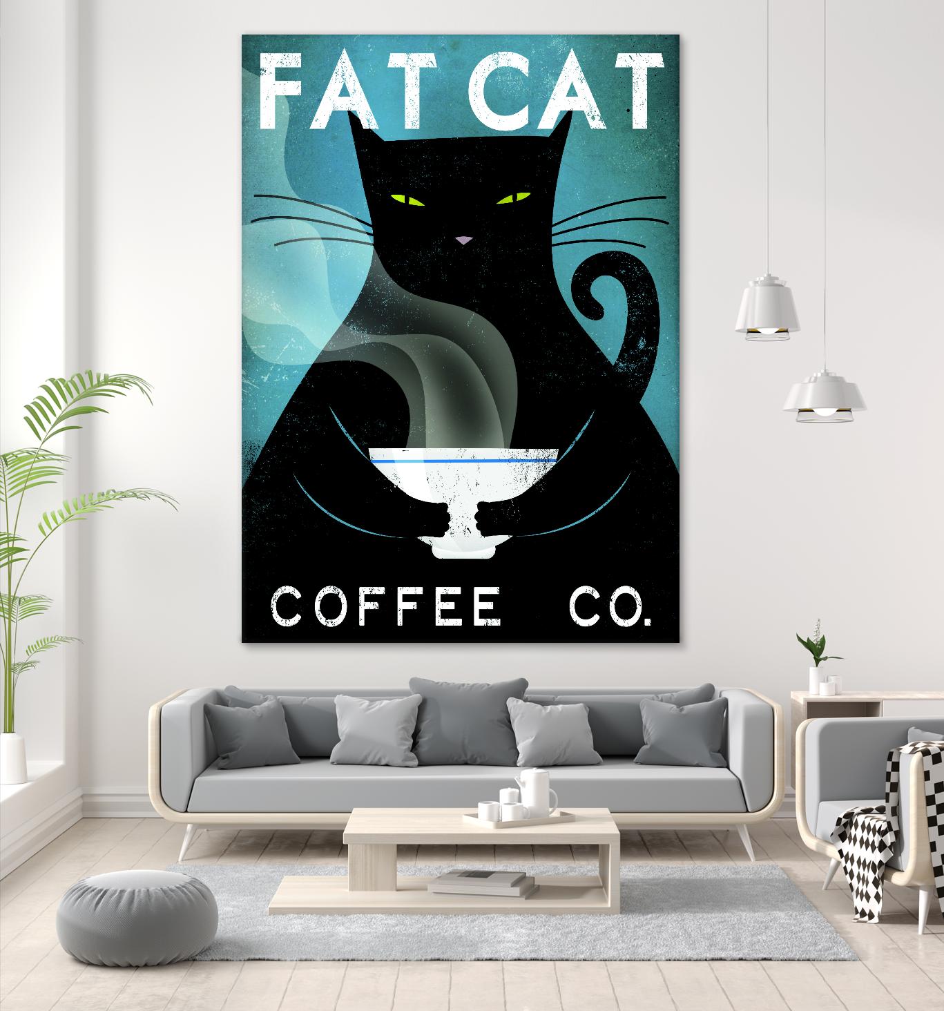 Cat Coffee no City by Ryan Fowler on GIANT ART - black animals
