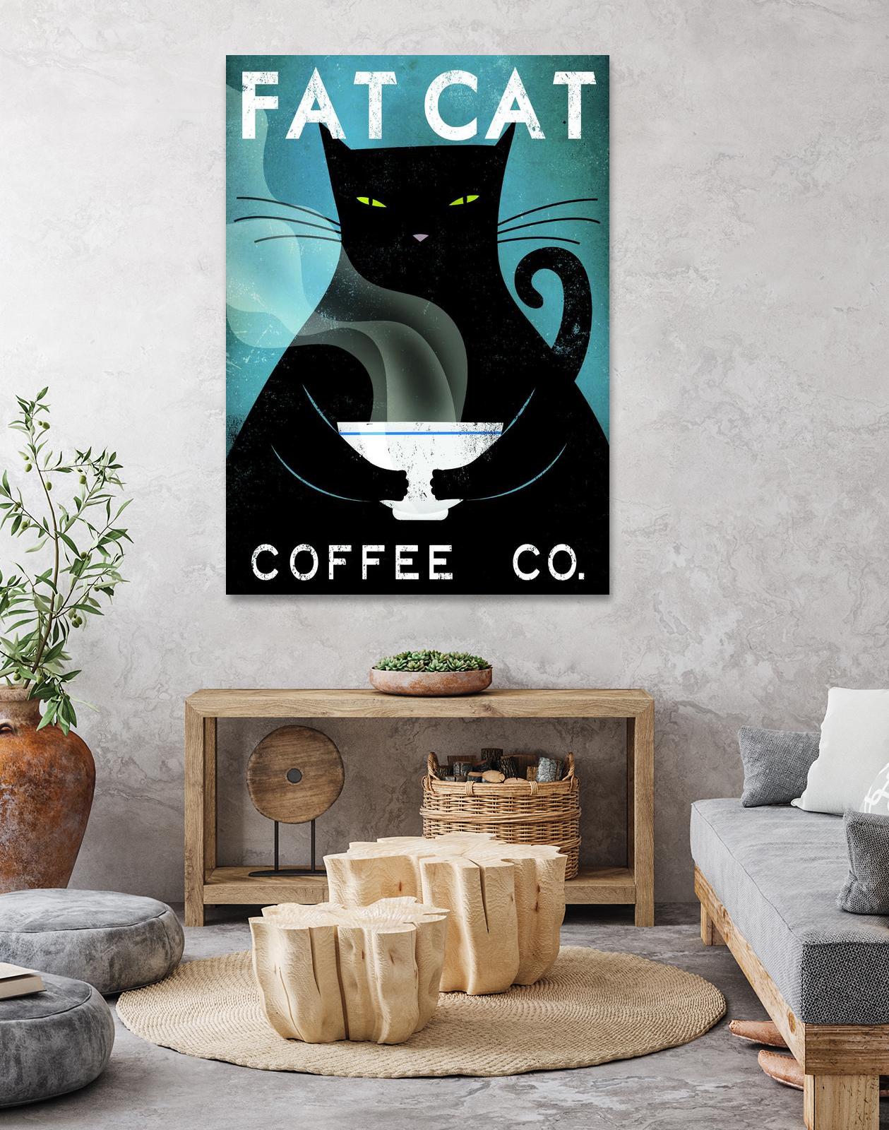 Cat Coffee no City by Ryan Fowler on GIANT ART - blue typography