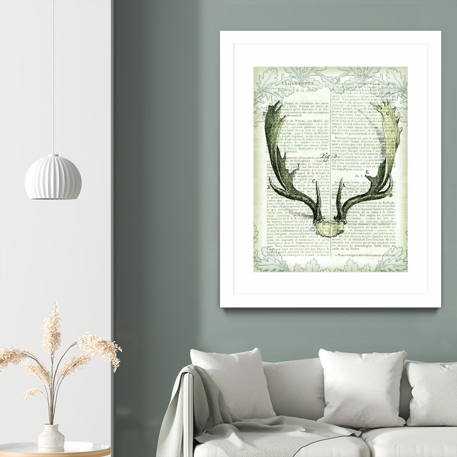 Regal Antlers on Newsprint II by Sue Schlabach on GIANT ART - brown country look