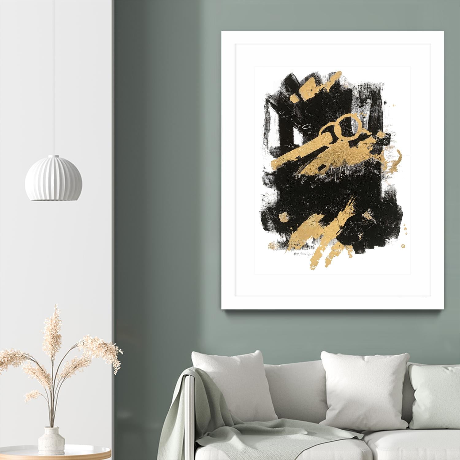 Gold Black Abstract Panel I by Mike Schick on GIANT ART - black abstract