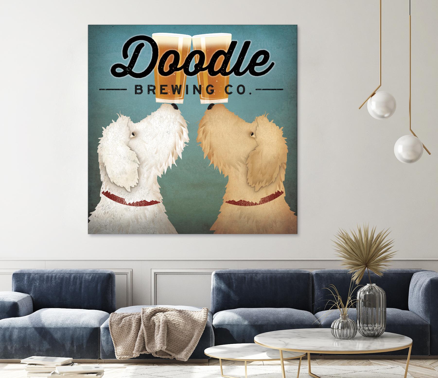 Doodle Beer Double by Ryan Fowler on GIANT ART - beige animals