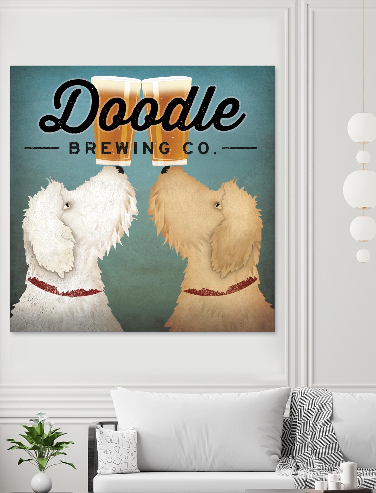 Doodle Beer Double by Ryan Fowler on GIANT ART - beige animals