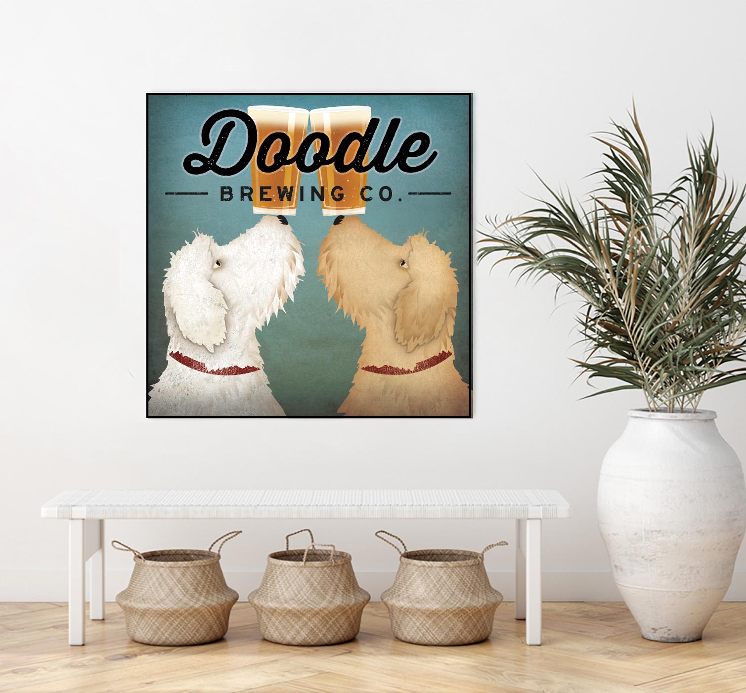 Doodle Beer Double by Ryan Fowler on GIANT ART - beige animals