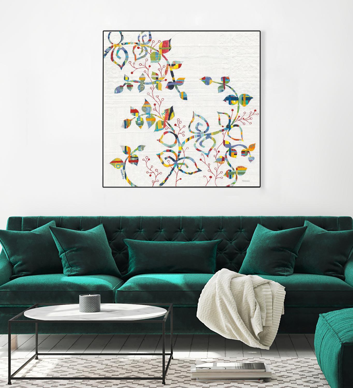 Rainbow Vines with Berries by Moira Hershey on GIANT ART - multi plants & trees natures