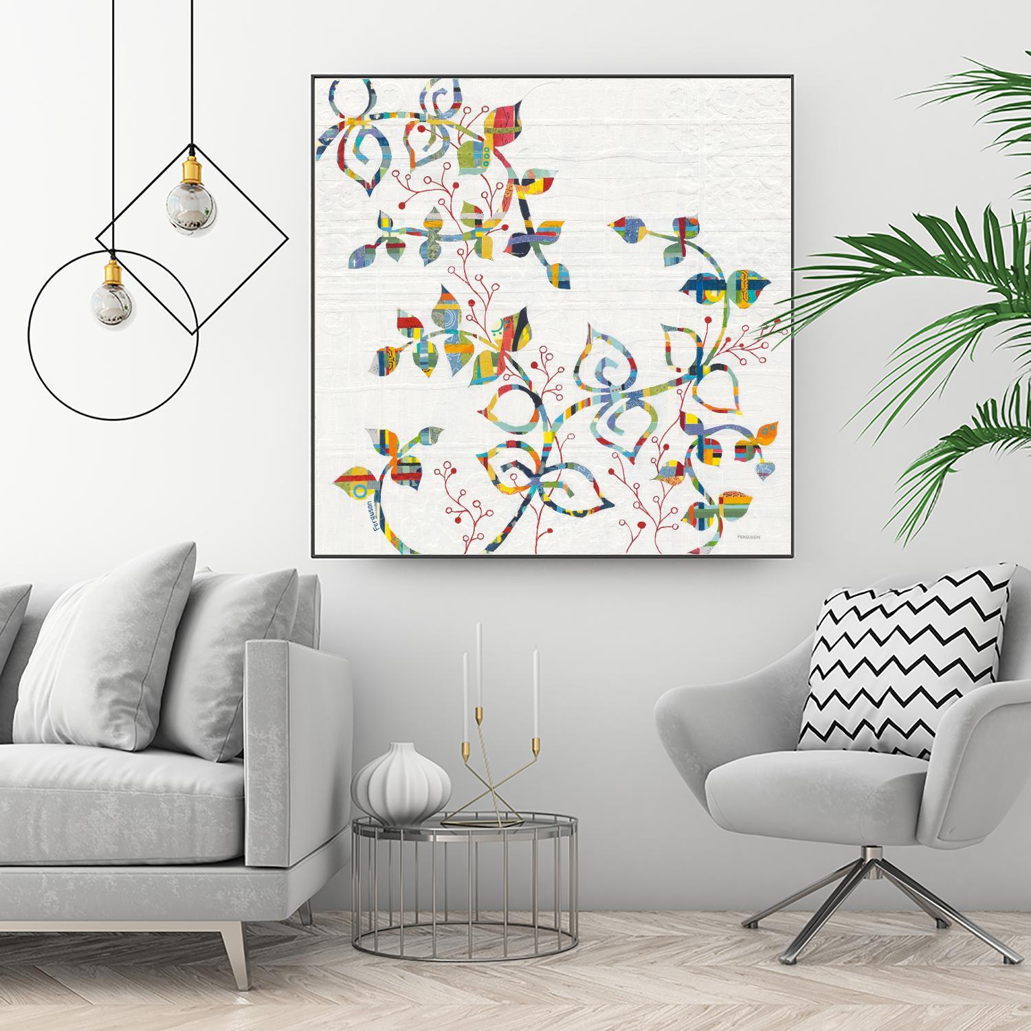 Rainbow Vines with Berries by Moira Hershey on GIANT ART - multi plants & trees natures