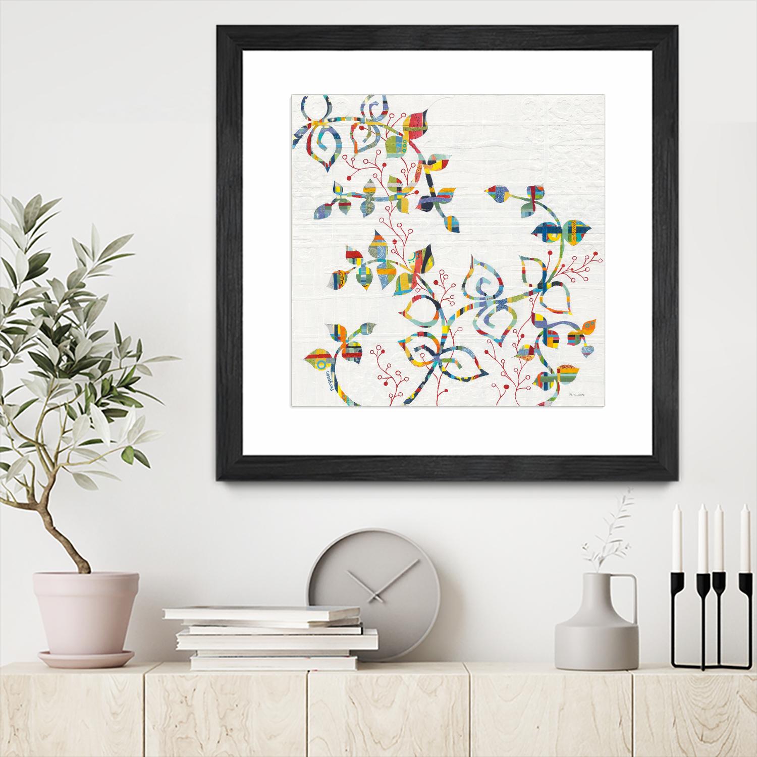 Rainbow Vines with Berries by Moira Hershey on GIANT ART - multi plants & trees natures