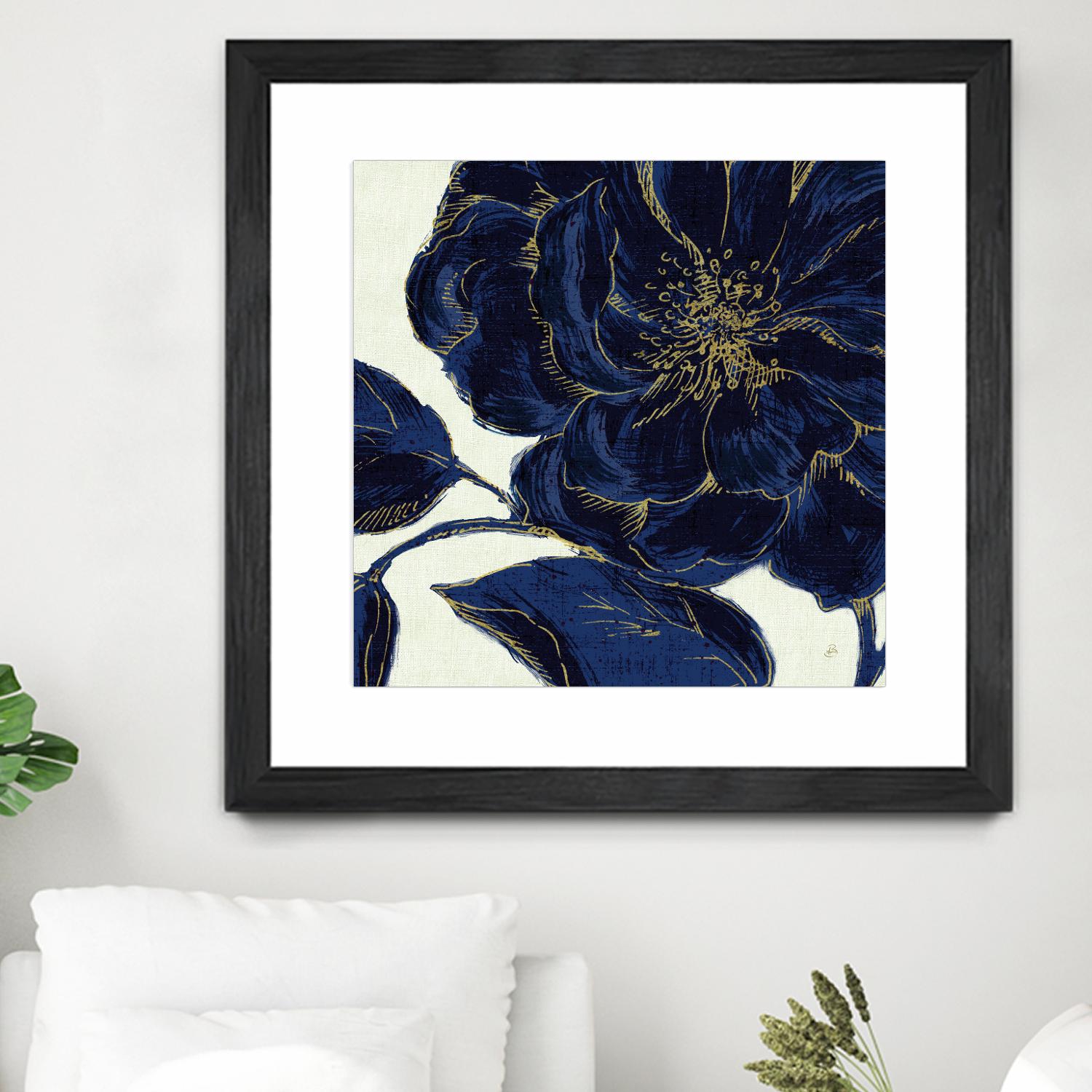 Indigo Garden II by Daphne Brissonnet on GIANT ART - beige floral