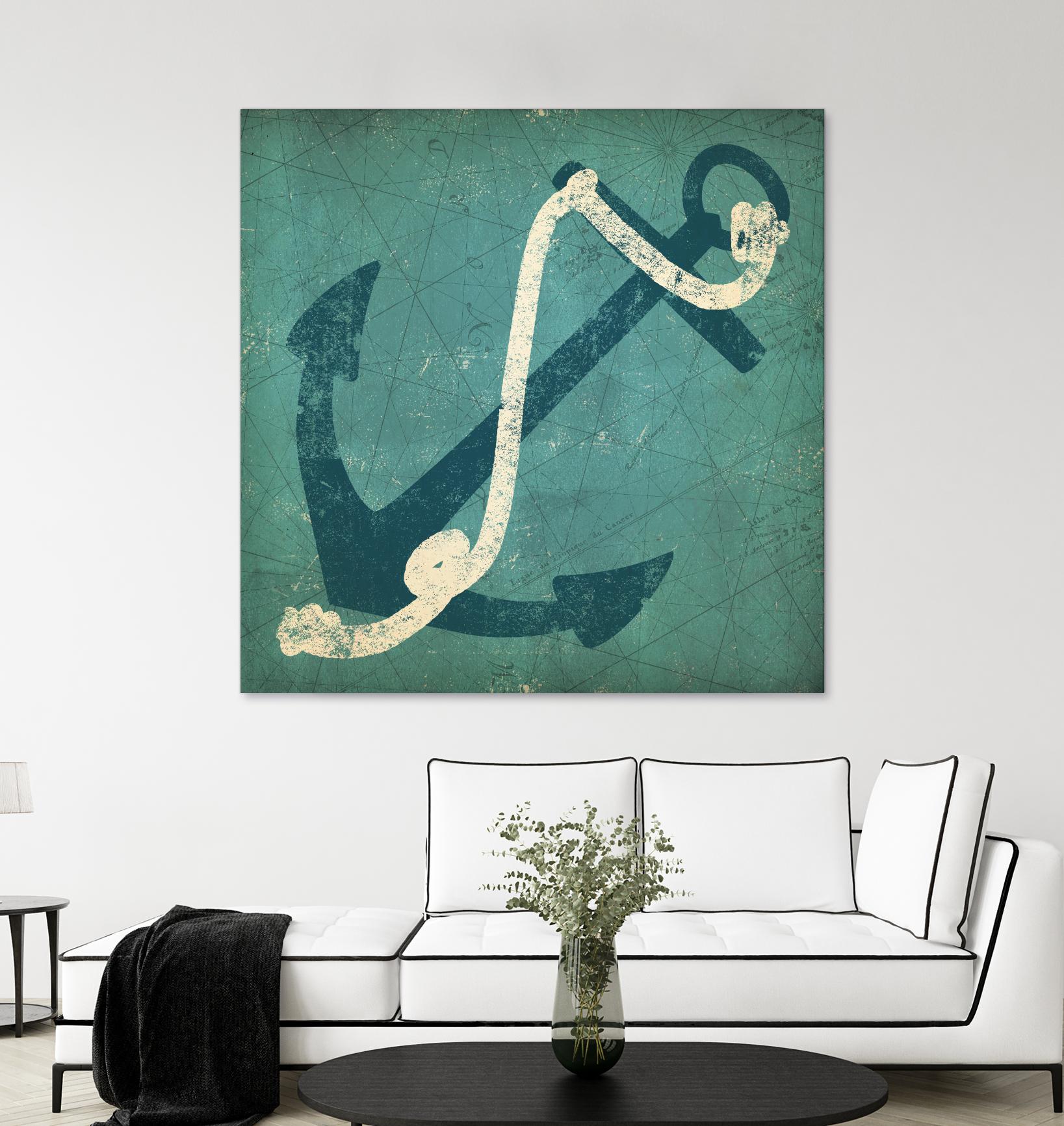 Nautical Anchor Blue by Ryan Fowler on GIANT ART - white nautical