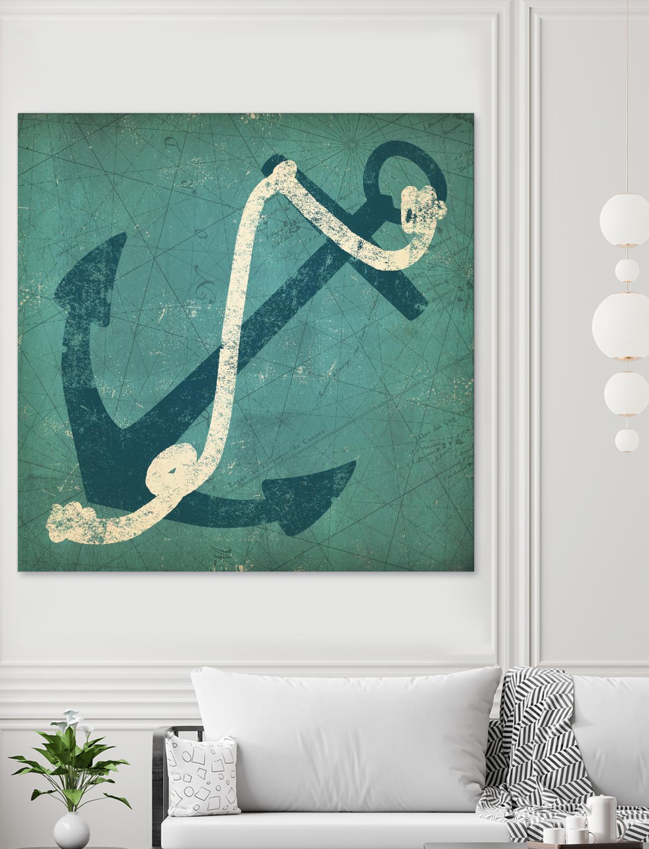 Nautical Anchor Blue by Ryan Fowler on GIANT ART - white nautical