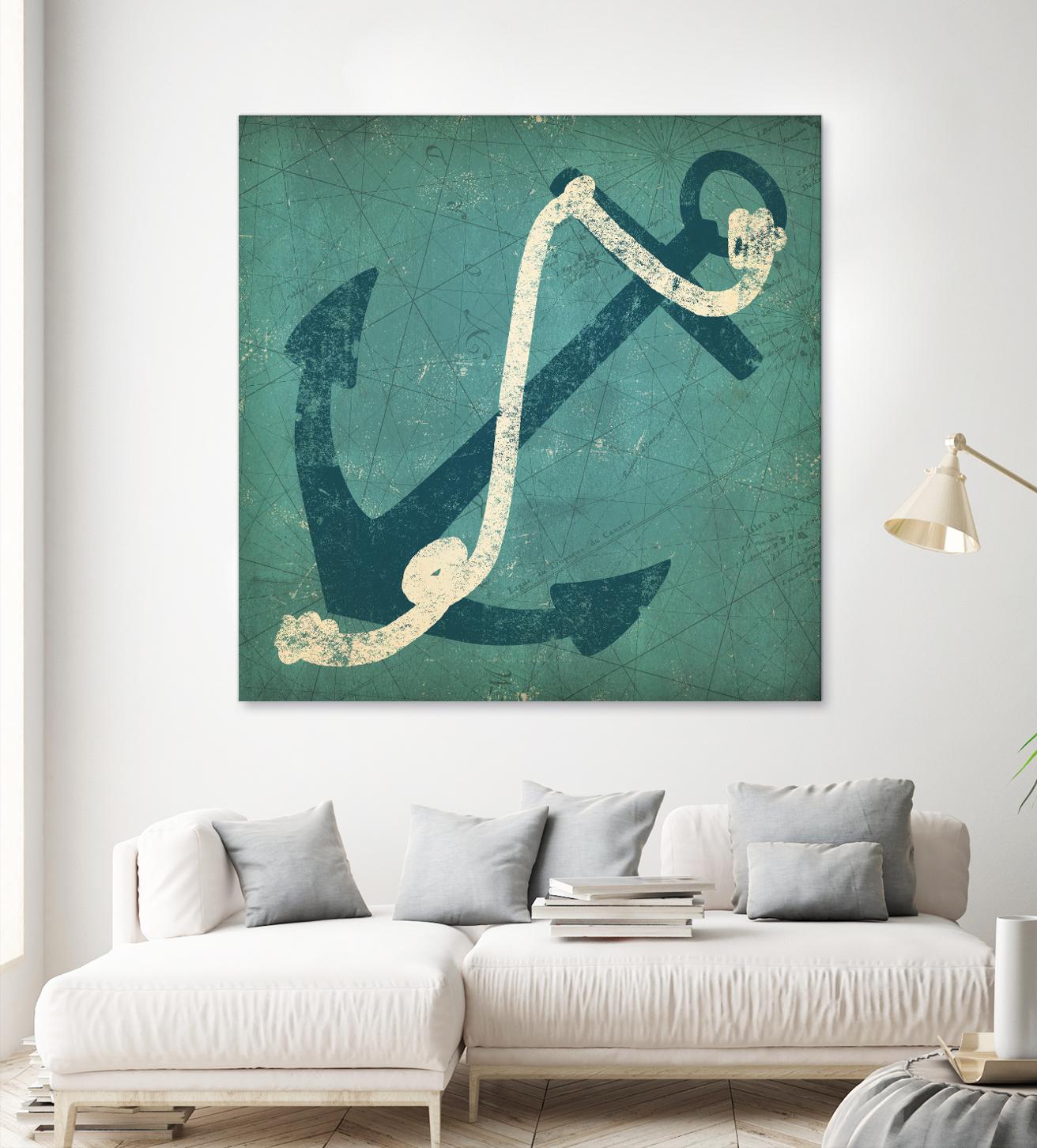 Nautical Anchor Blue by Ryan Fowler on GIANT ART - white nautical