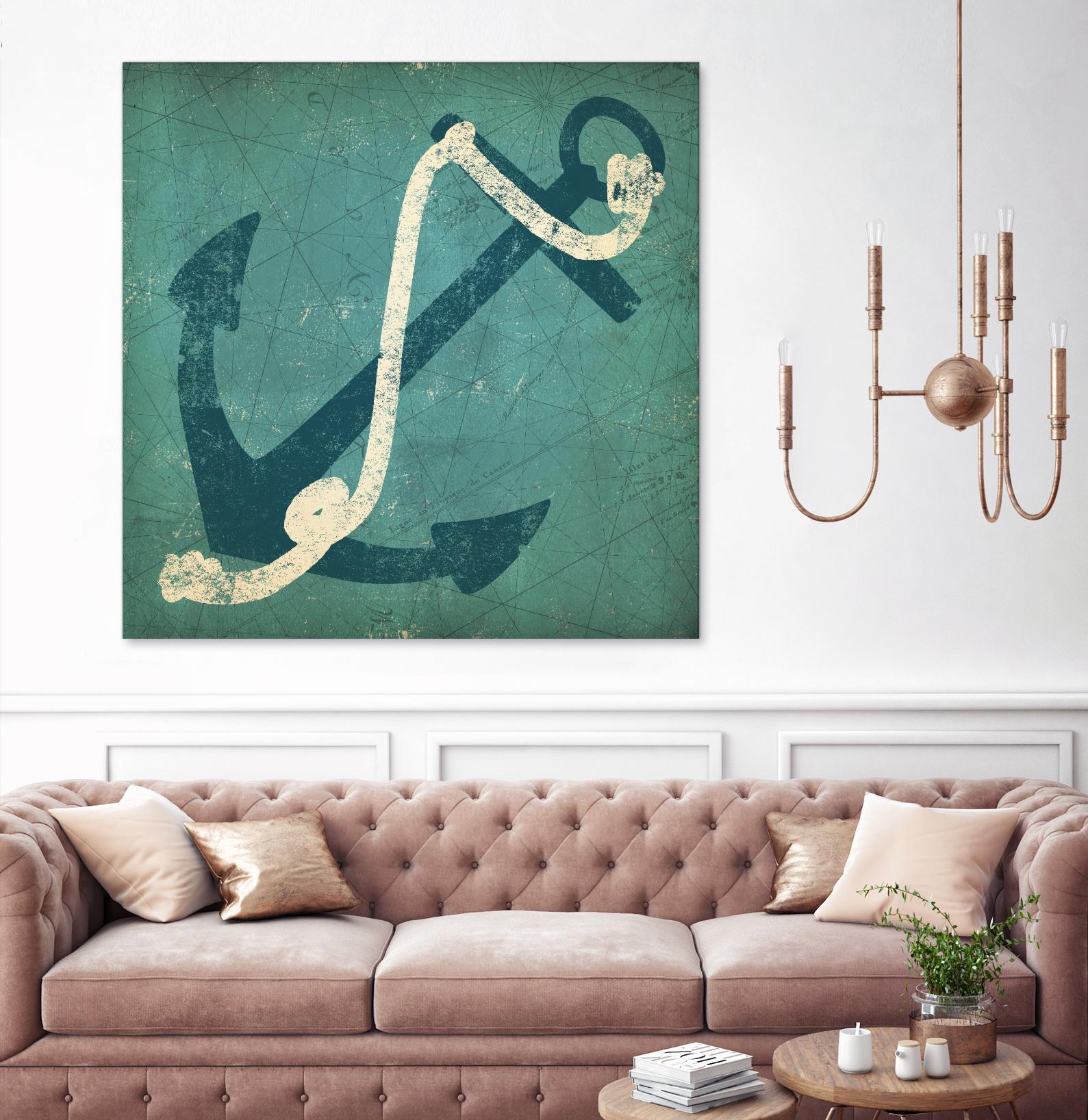 Nautical Anchor Blue by Ryan Fowler on GIANT ART - white nautical