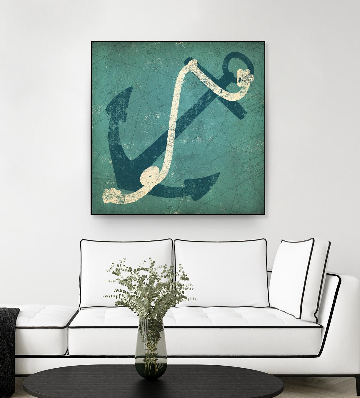 Nautical Anchor Blue by Ryan Fowler on GIANT ART - white nautical