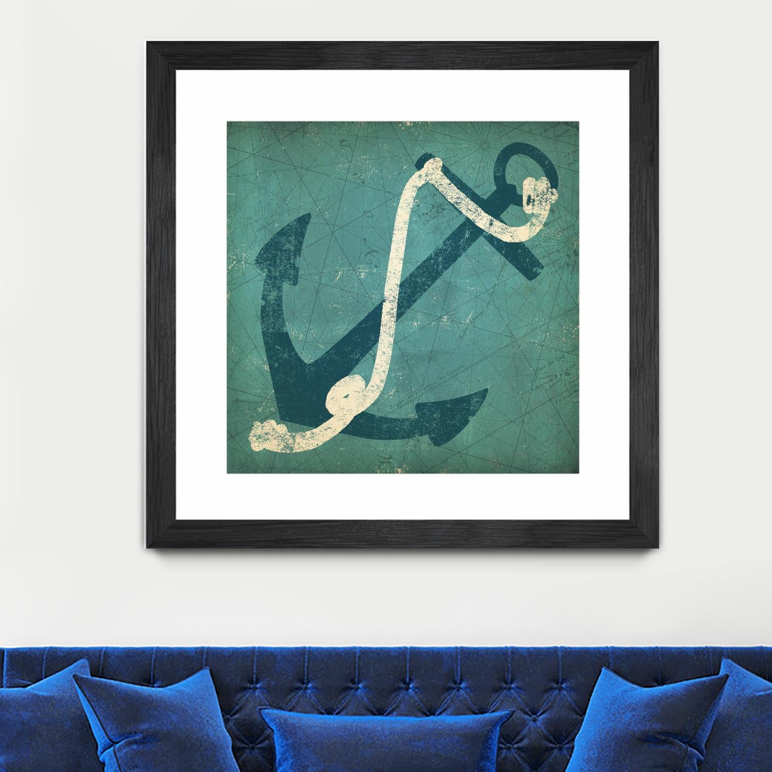Nautical Anchor Blue by Ryan Fowler on GIANT ART - white nautical
