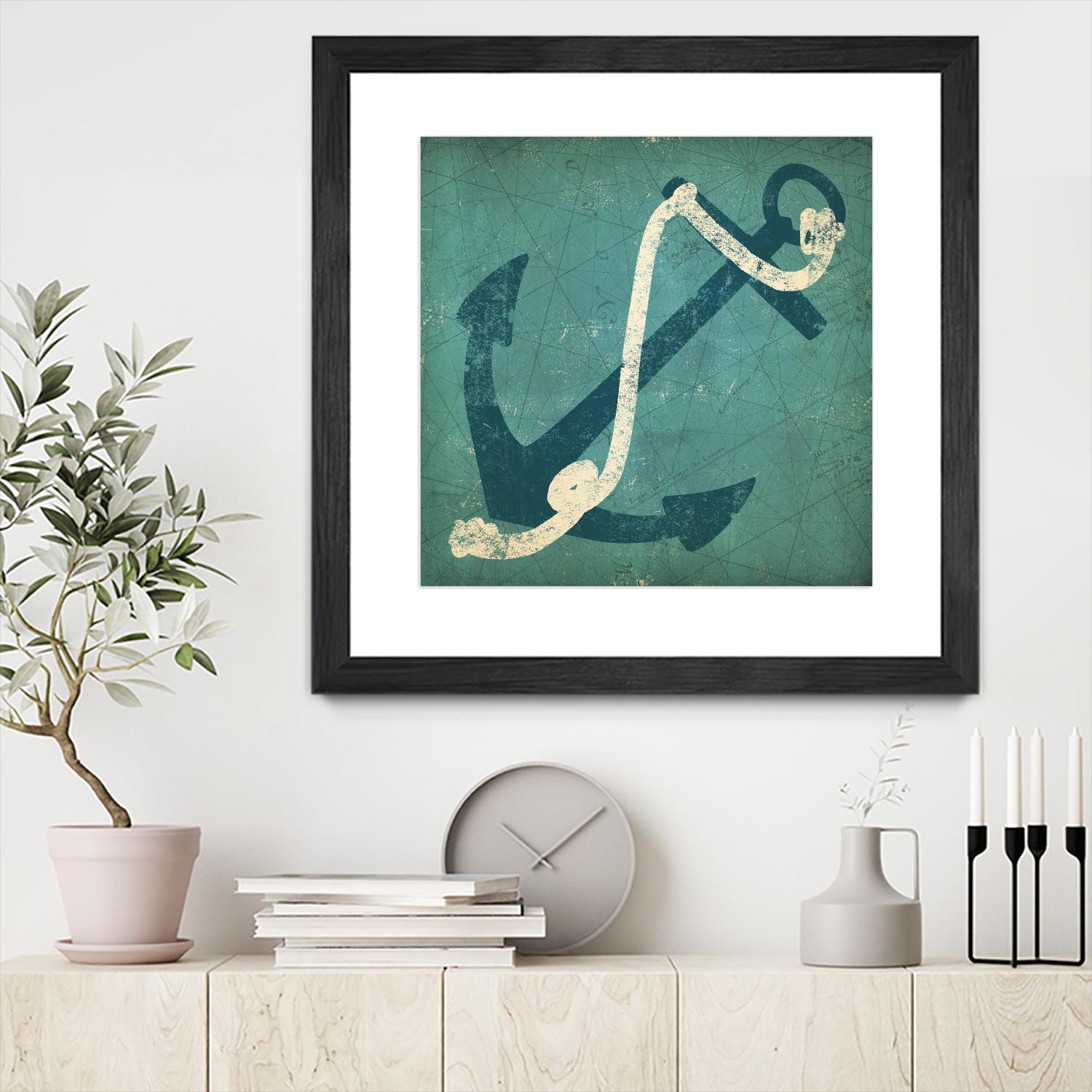Nautical Anchor Blue by Ryan Fowler on GIANT ART - white nautical