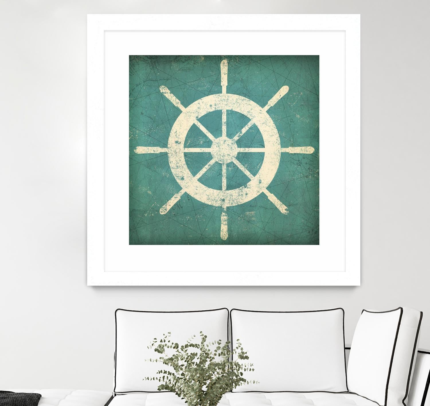 Nautical Shipwheel Blue by Ryan Fowler on GIANT ART - white nautical