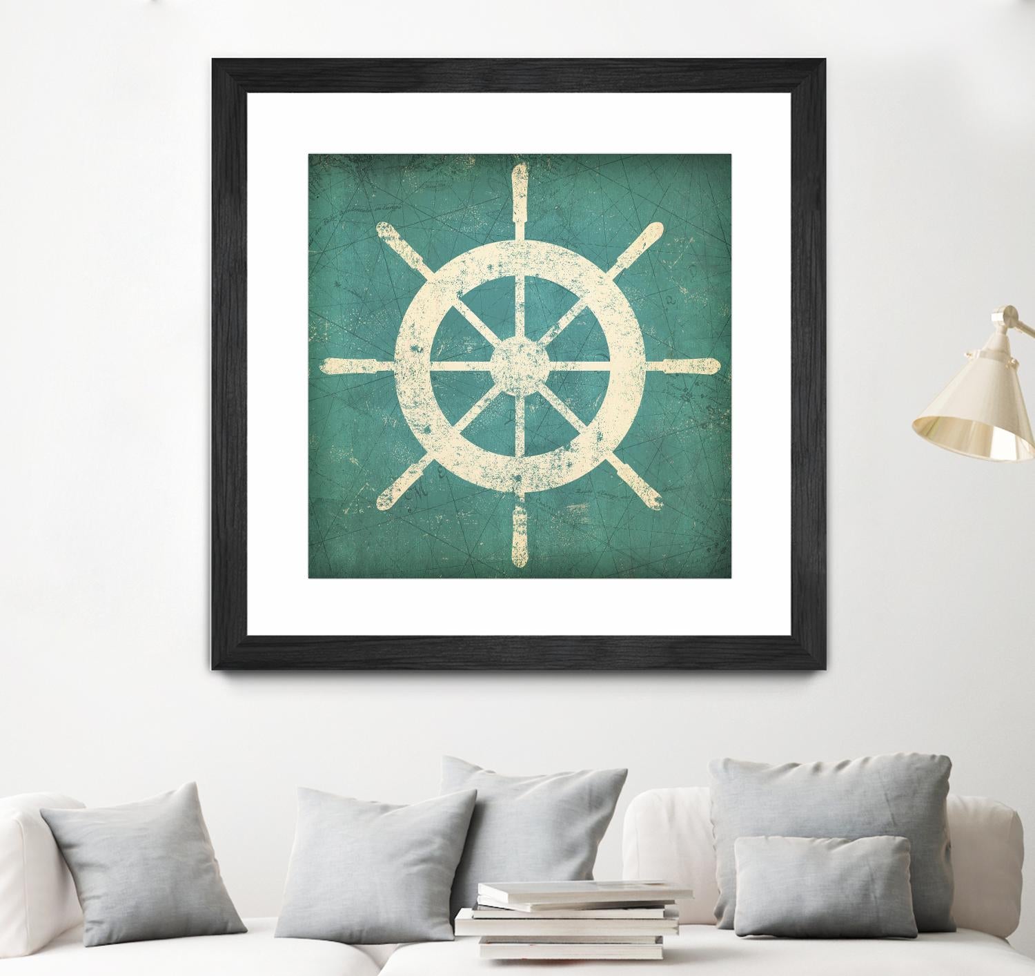 Nautical Shipwheel Blue by Ryan Fowler on GIANT ART - white nautical