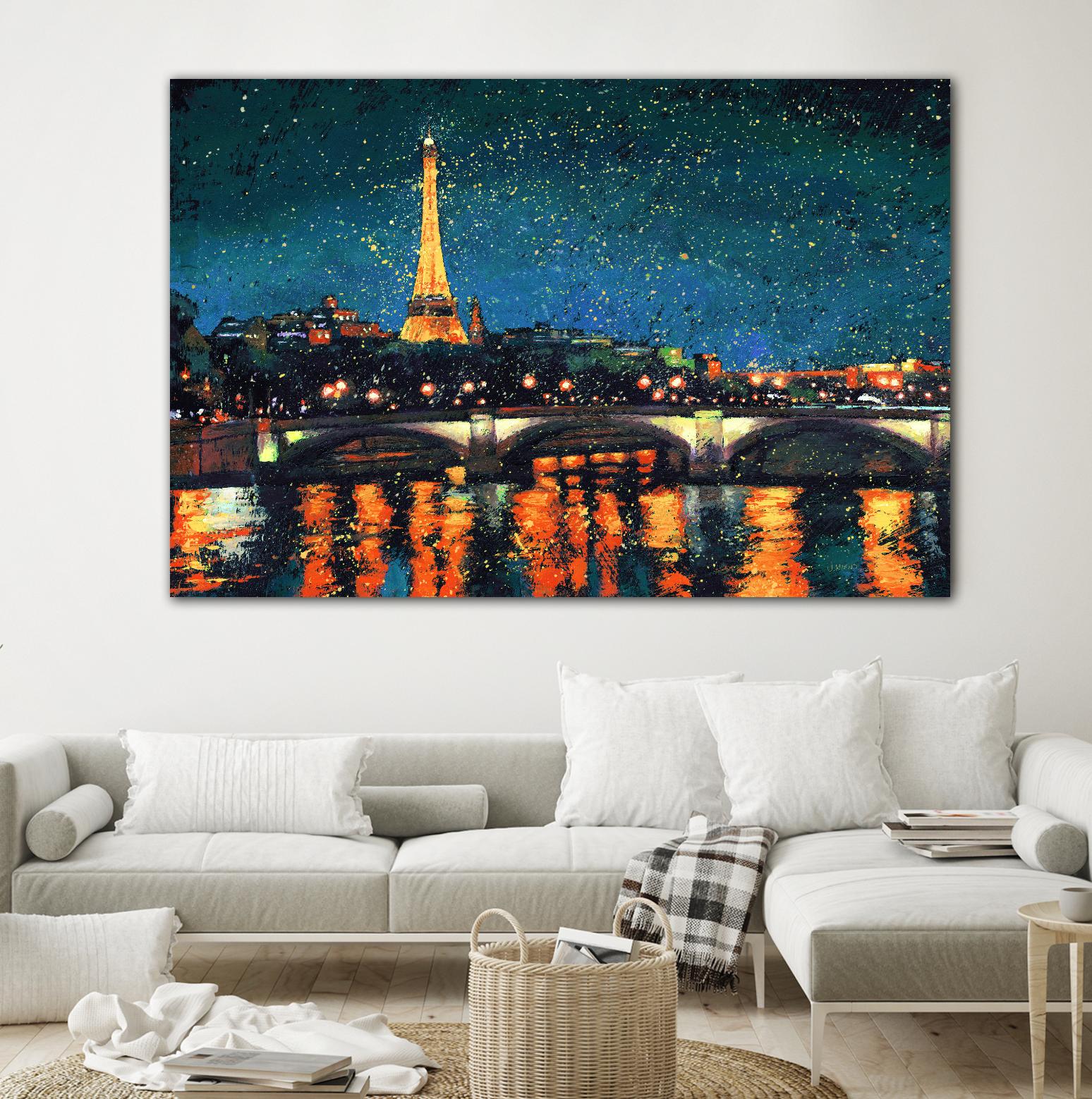 Paris Nights Blue I by James Wiens on GIANT ART - yellow city scene