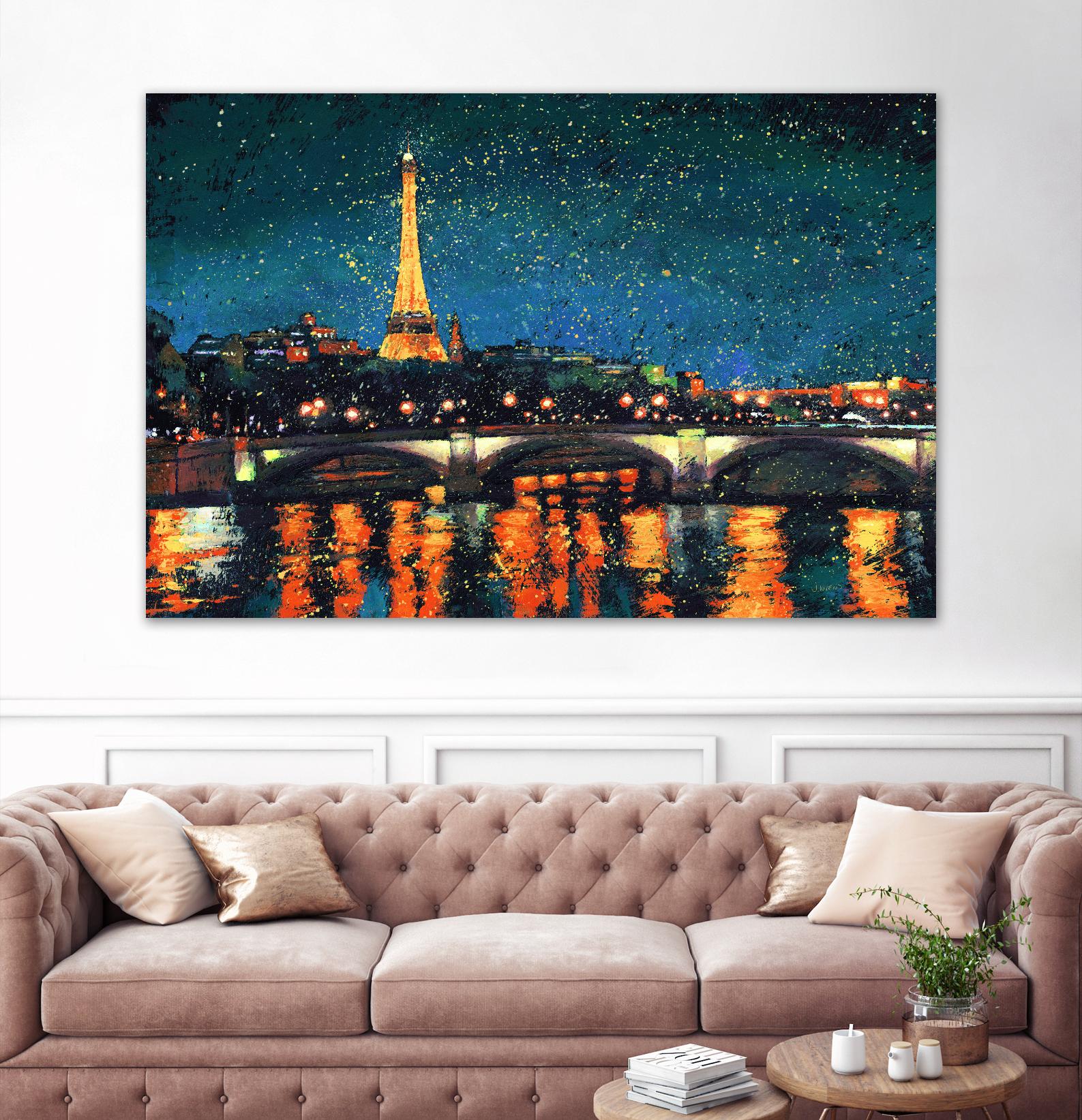 Paris Nights Blue I by James Wiens on GIANT ART - yellow city scene