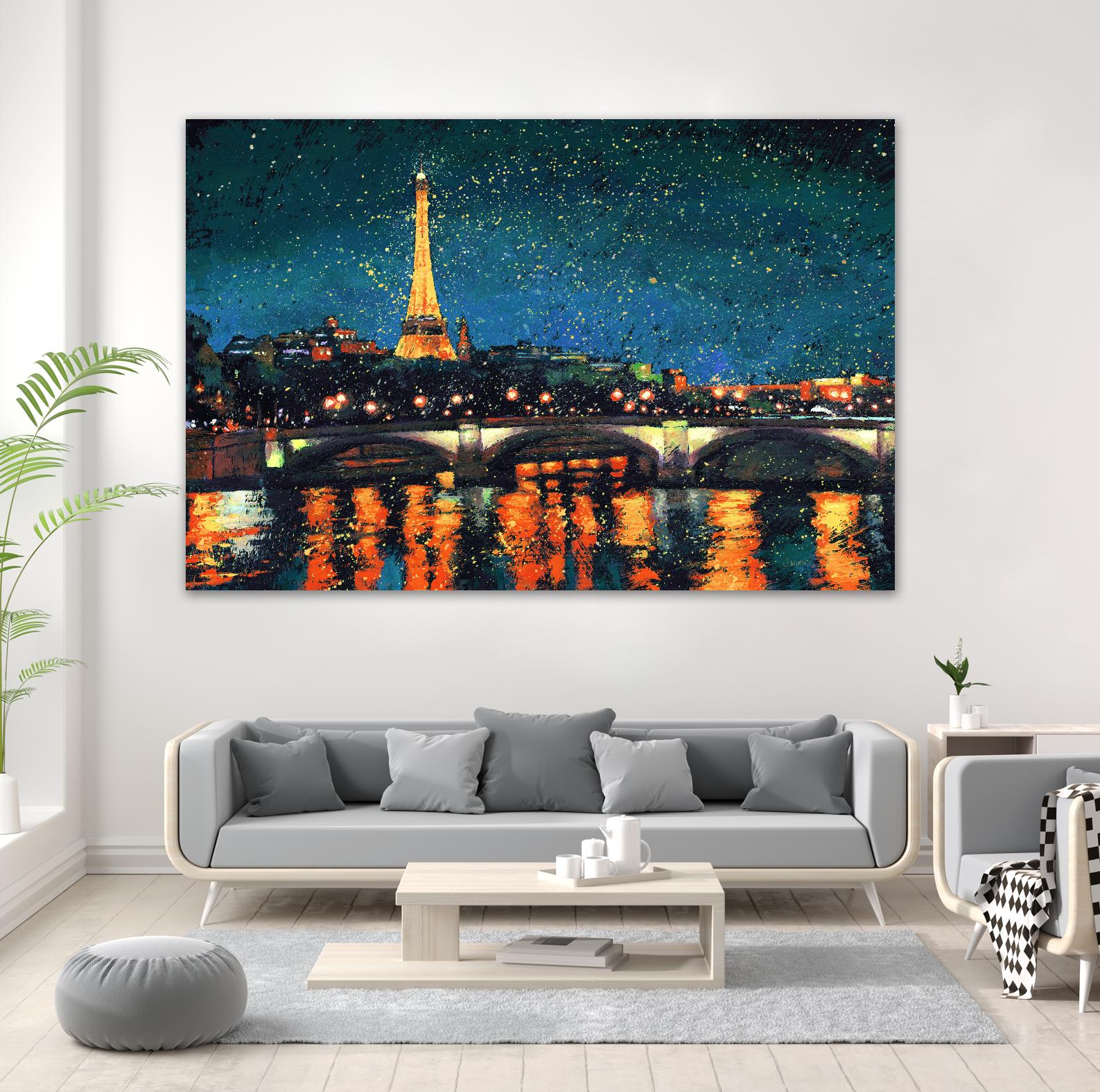 Paris Nights Blue I by James Wiens on GIANT ART - yellow city scene