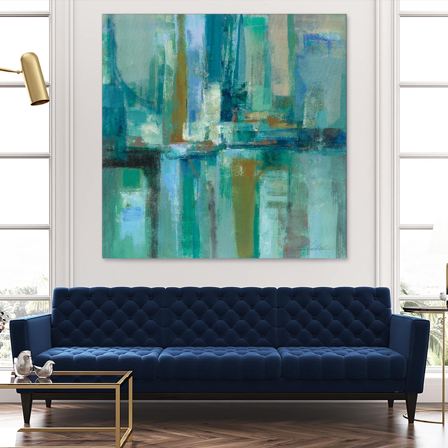 A Walk in the Rain by Silvia Vassileva on GIANT ART - turquoise abstract