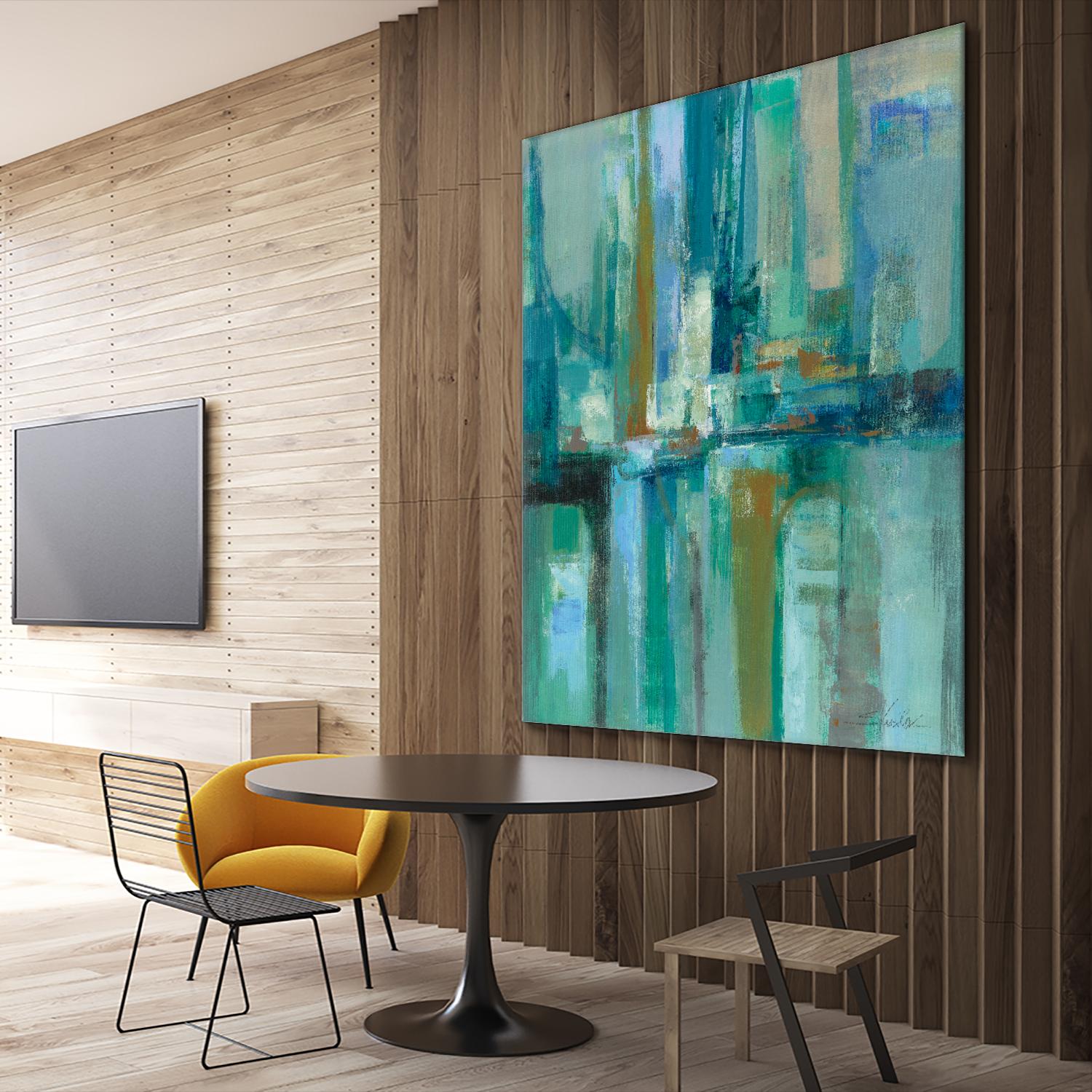 A Walk in the Rain by Silvia Vassileva on GIANT ART - turquoise abstract