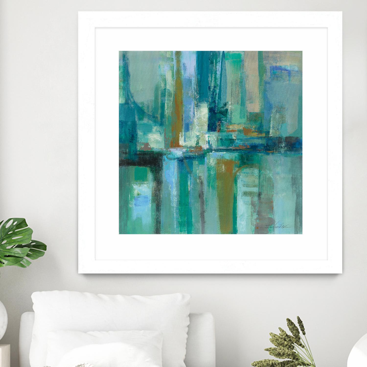 A Walk in the Rain by Silvia Vassileva on GIANT ART - turquoise abstract