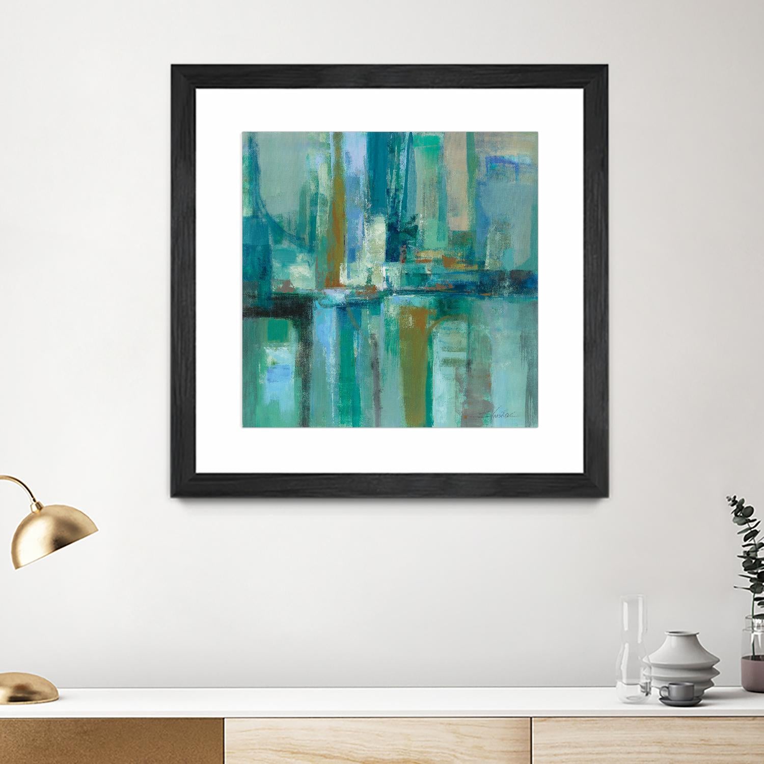 A Walk in the Rain by Silvia Vassileva on GIANT ART - turquoise abstract