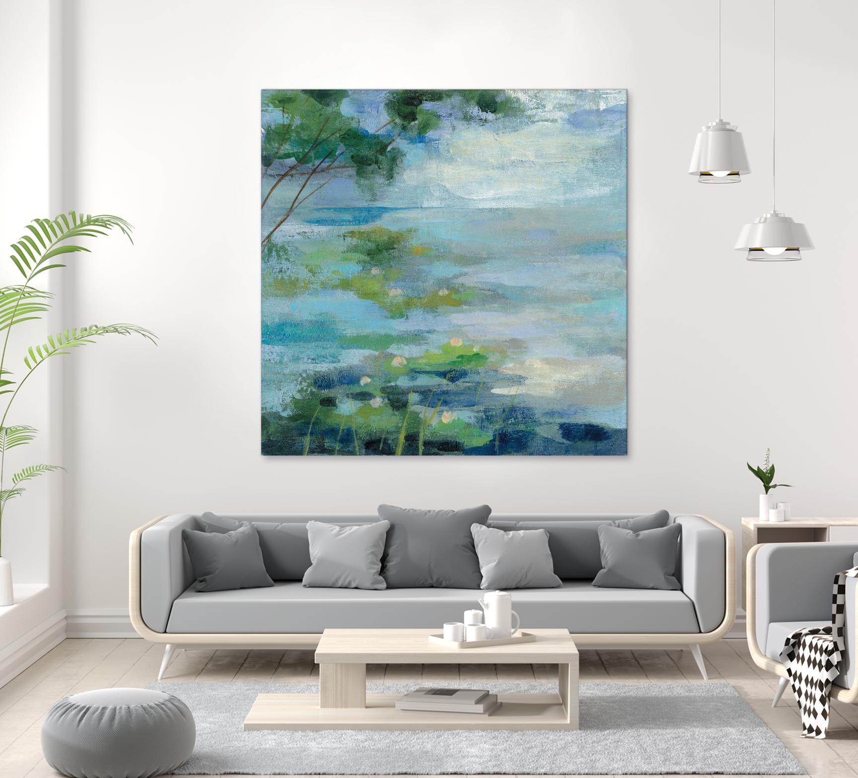 Lily Pond I by Silvia Vassileva on GIANT ART - blue landscape