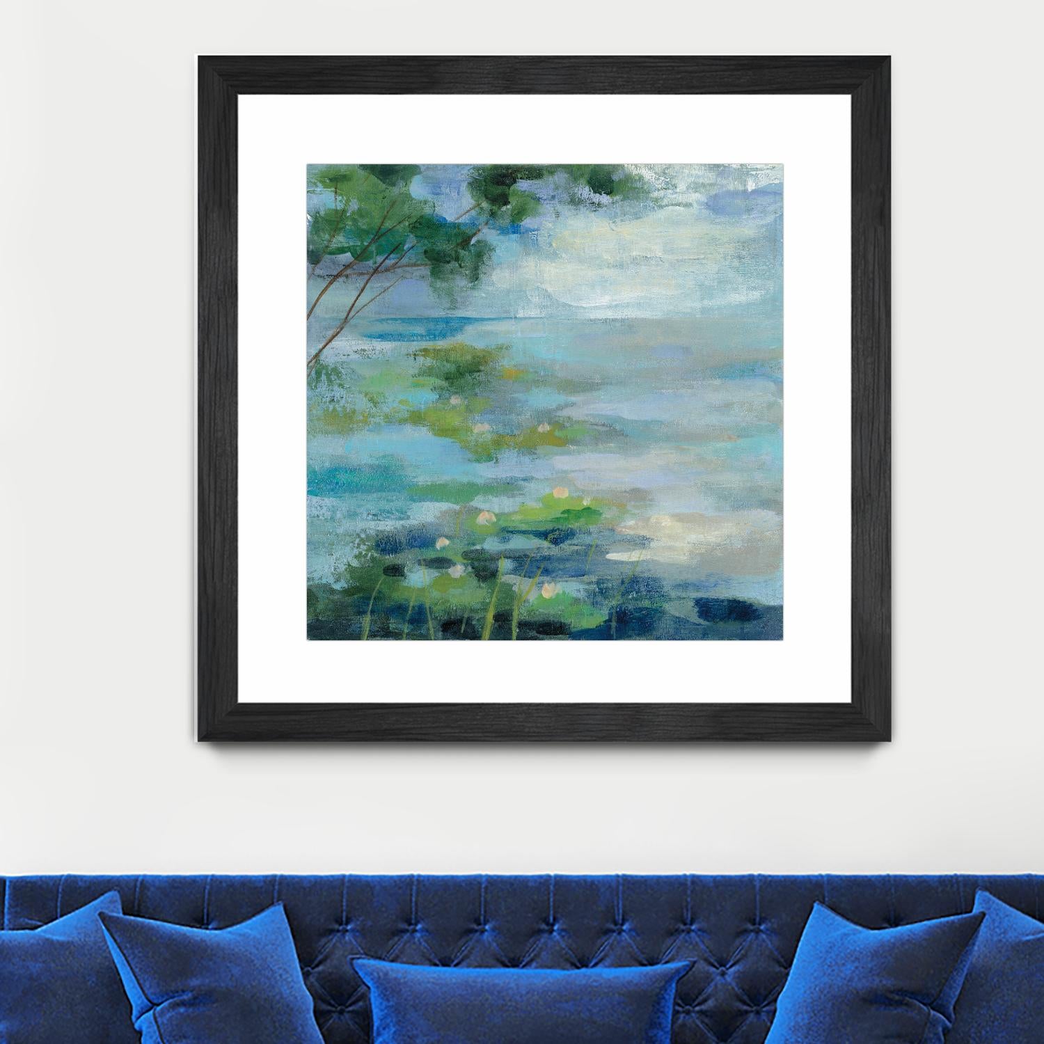 Lily Pond I by Silvia Vassileva on GIANT ART - blue landscape