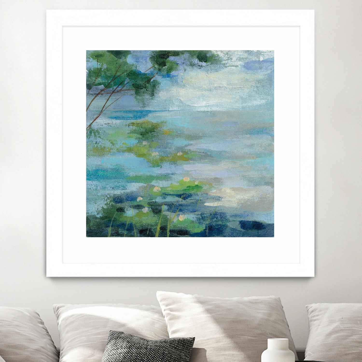 Lily Pond I by Silvia Vassileva on GIANT ART - blue landscape