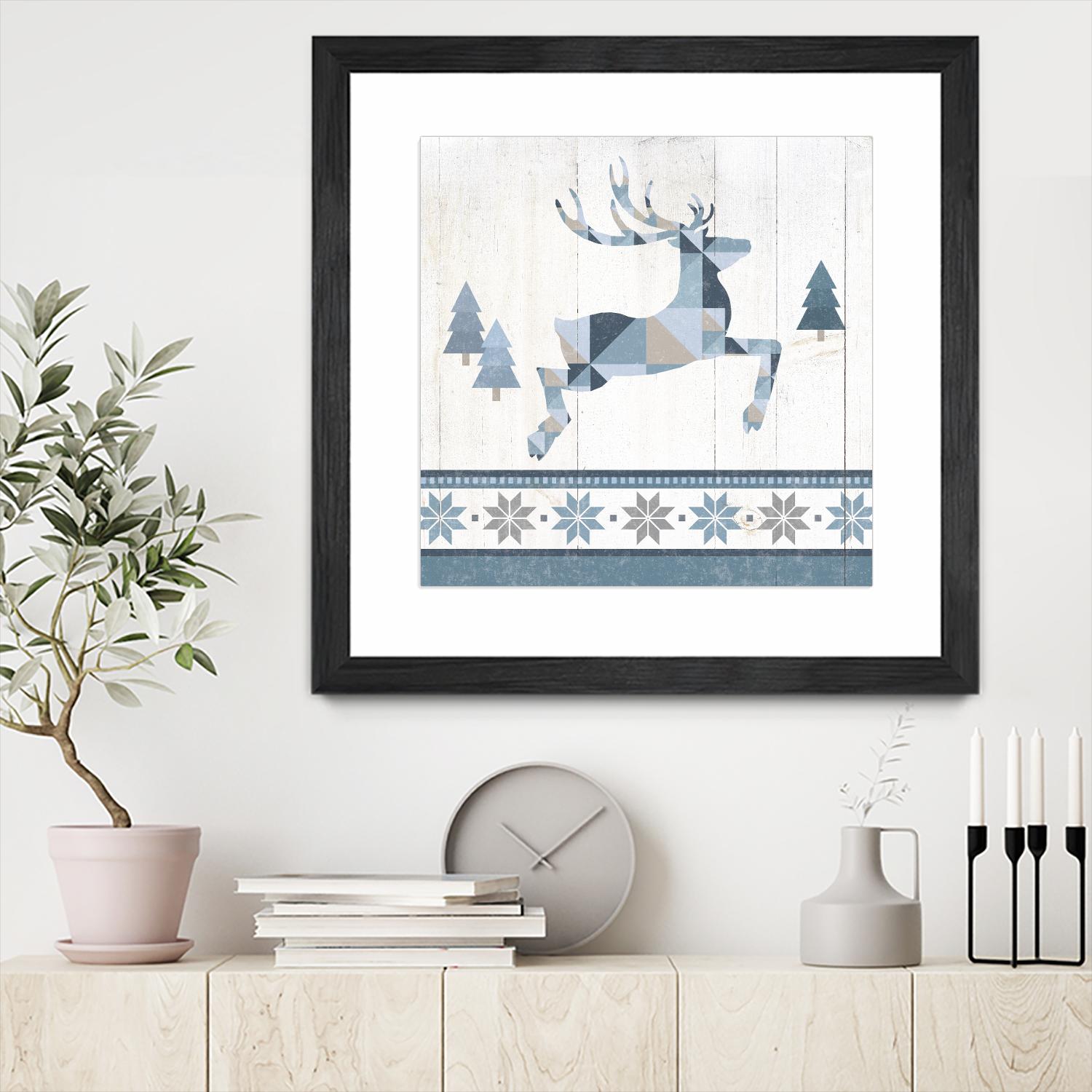 Nordic Geo Lodge Deer III by Portfolio on GIANT ART - white country look