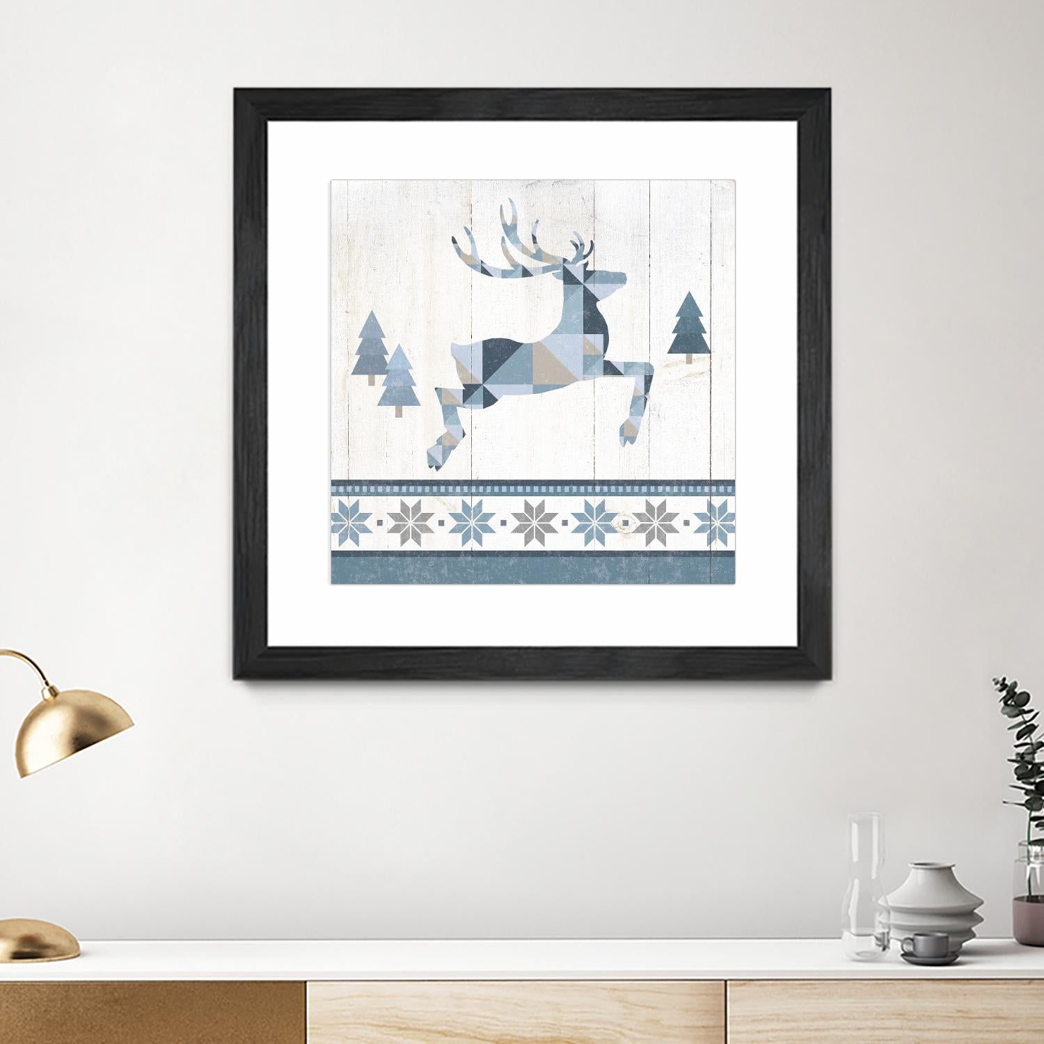 Nordic Geo Lodge Deer III by Portfolio on GIANT ART - white country look