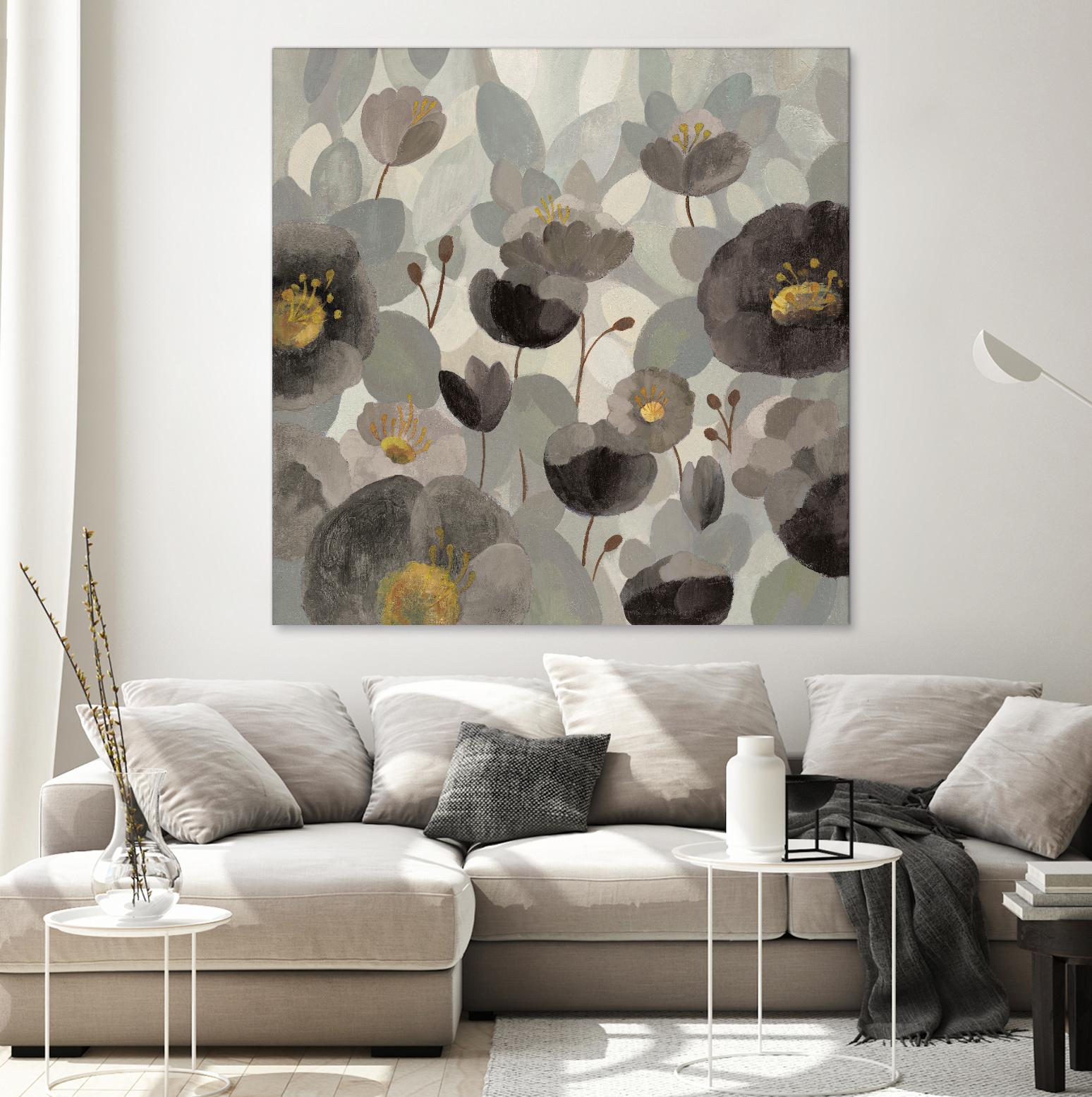 Morning Bloom Greige by Silvia Vassileva on GIANT ART - yellow floral