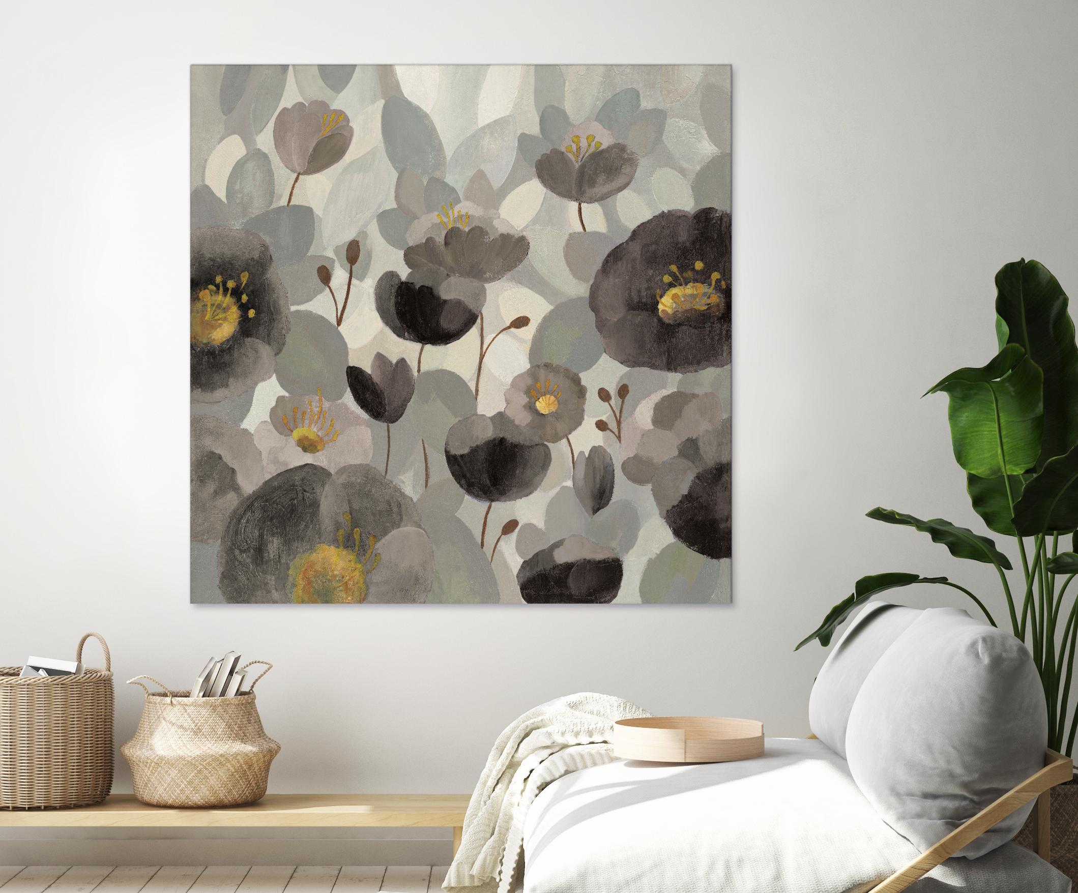 Morning Bloom Greige by Silvia Vassileva on GIANT ART - yellow floral