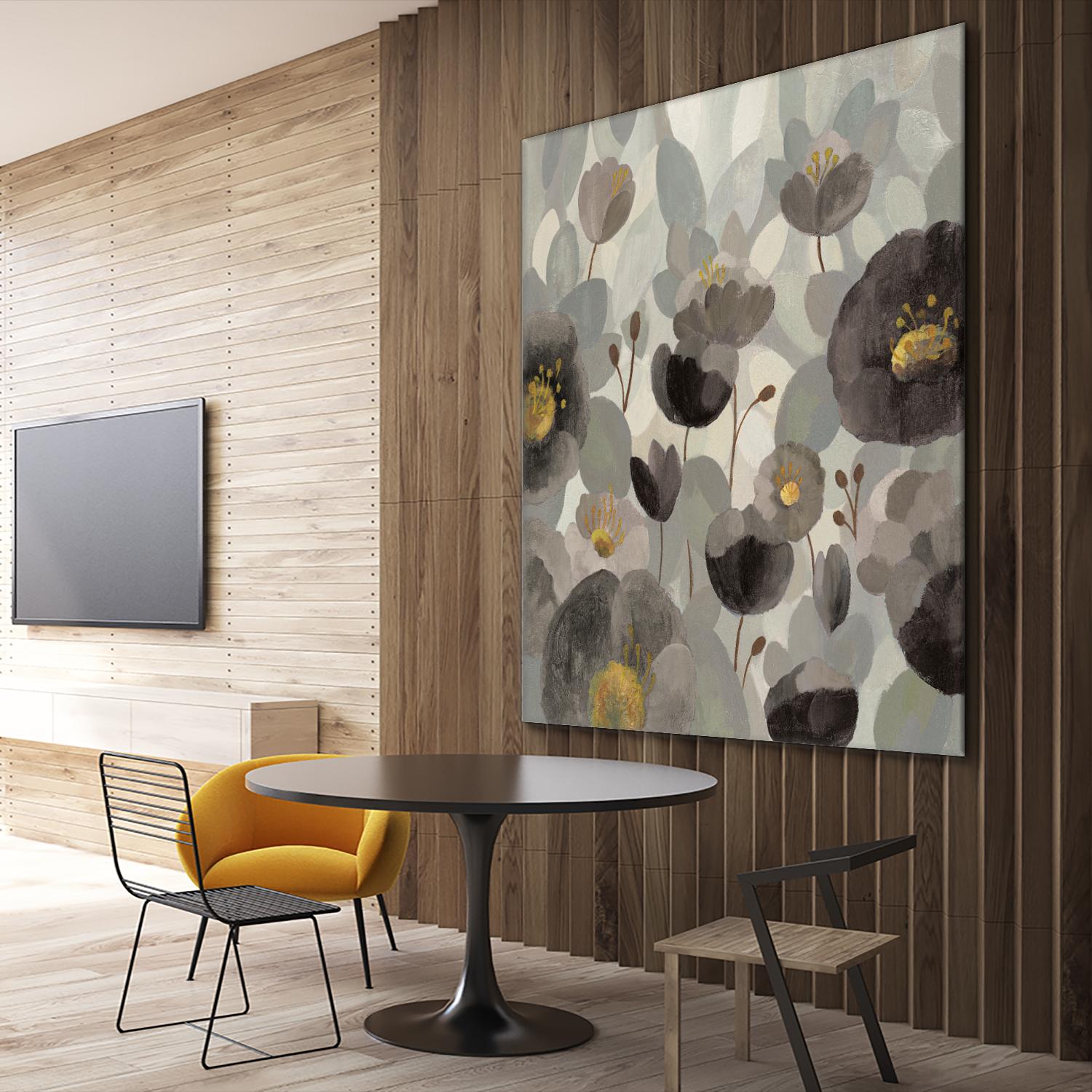 Morning Bloom Greige by Silvia Vassileva on GIANT ART - yellow floral