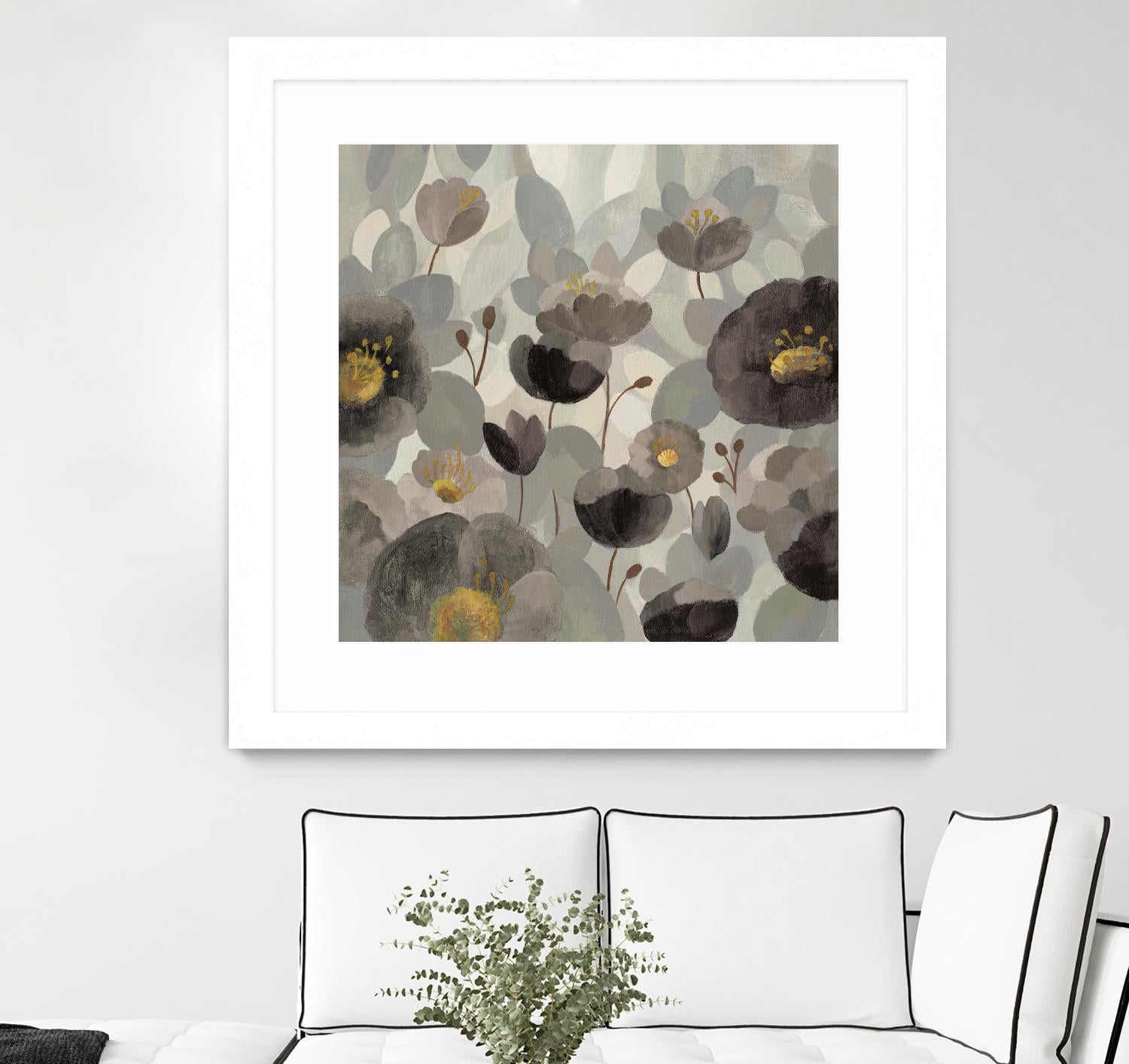 Morning Bloom Greige by Silvia Vassileva on GIANT ART - yellow floral