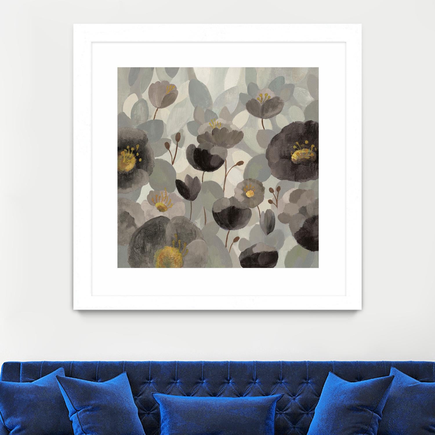 Morning Bloom Greige by Silvia Vassileva on GIANT ART - yellow floral