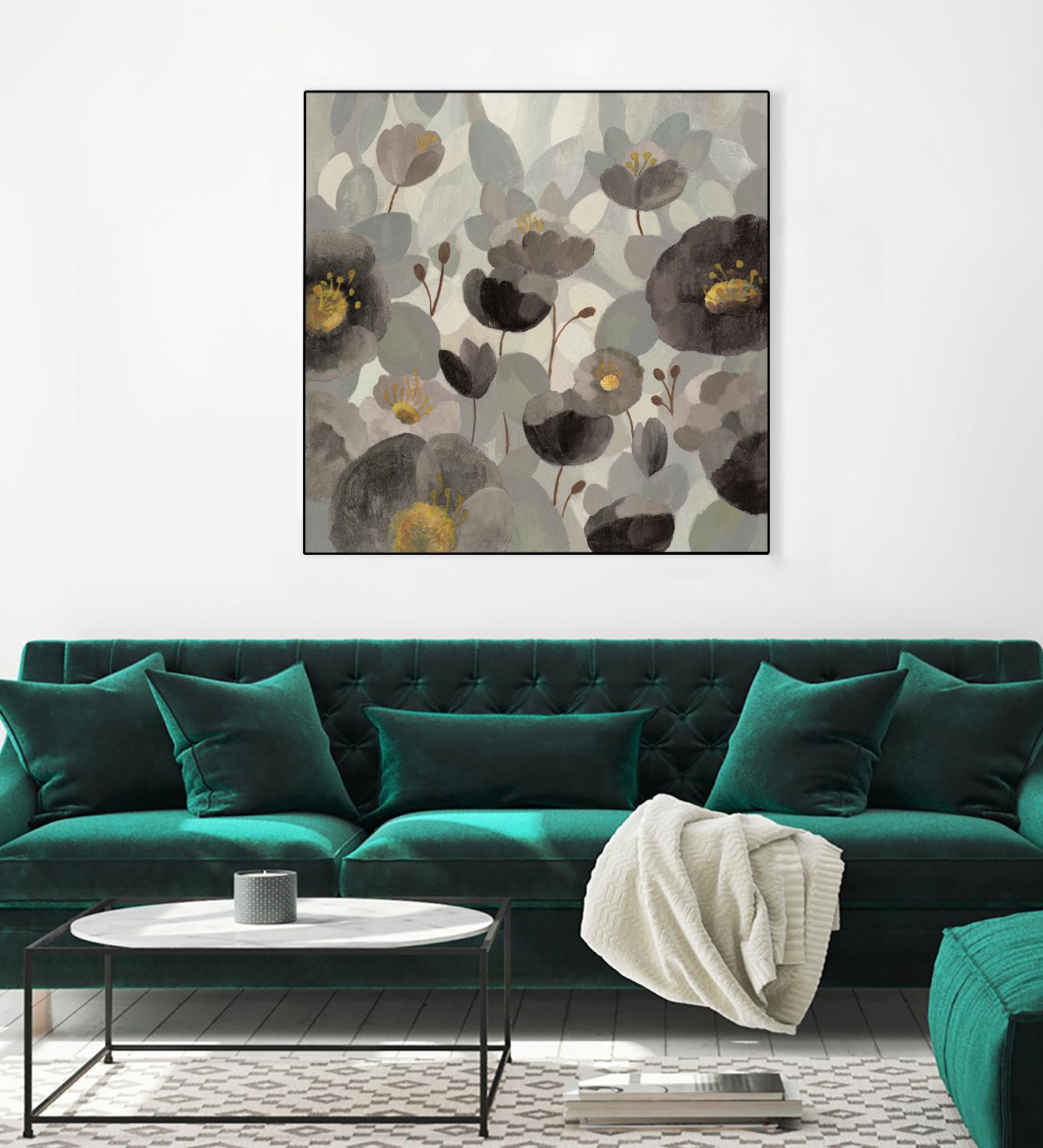 Morning Bloom Greige by Silvia Vassileva on GIANT ART - yellow floral