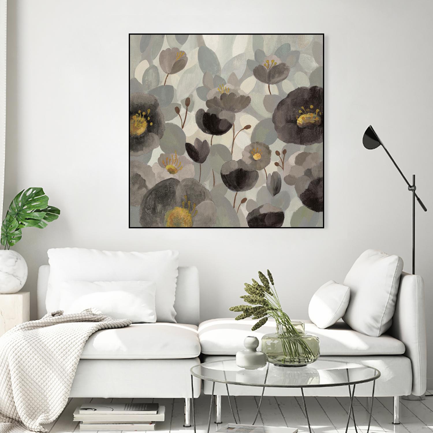 Morning Bloom Greige by Silvia Vassileva on GIANT ART - yellow floral