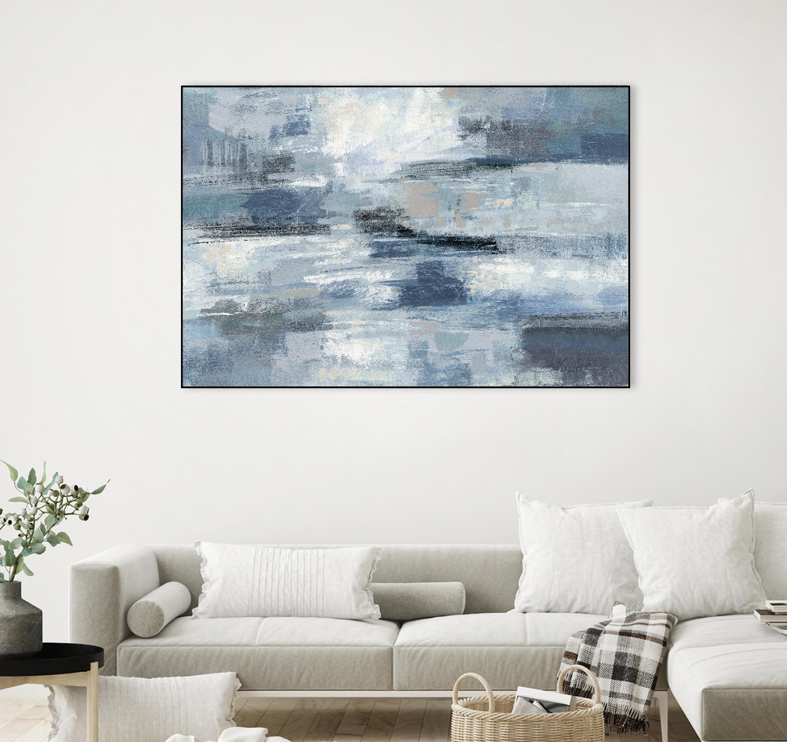 Clear Water Indigo and Gray by Silvia Vassileva on GIANT ART - white abstract