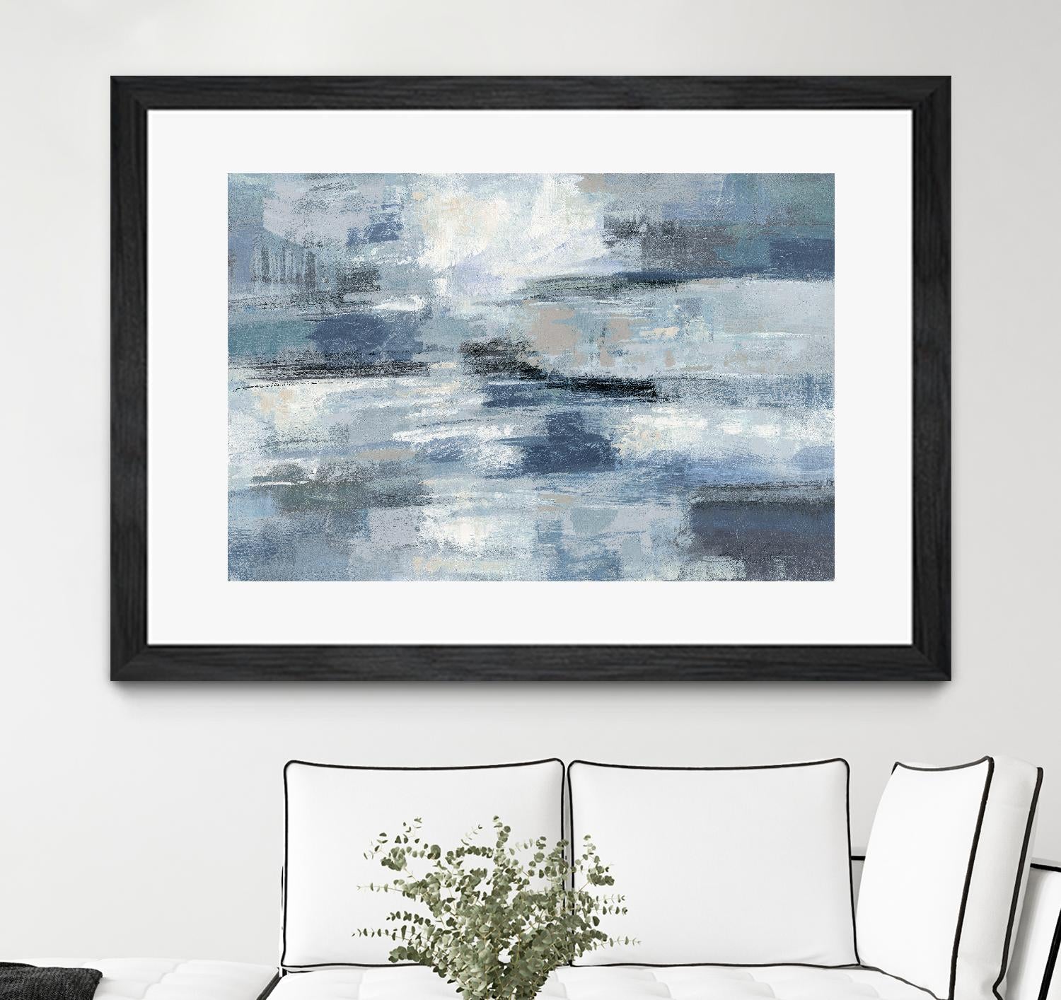 Clear Water Indigo and Gray by Silvia Vassileva on GIANT ART - white abstract