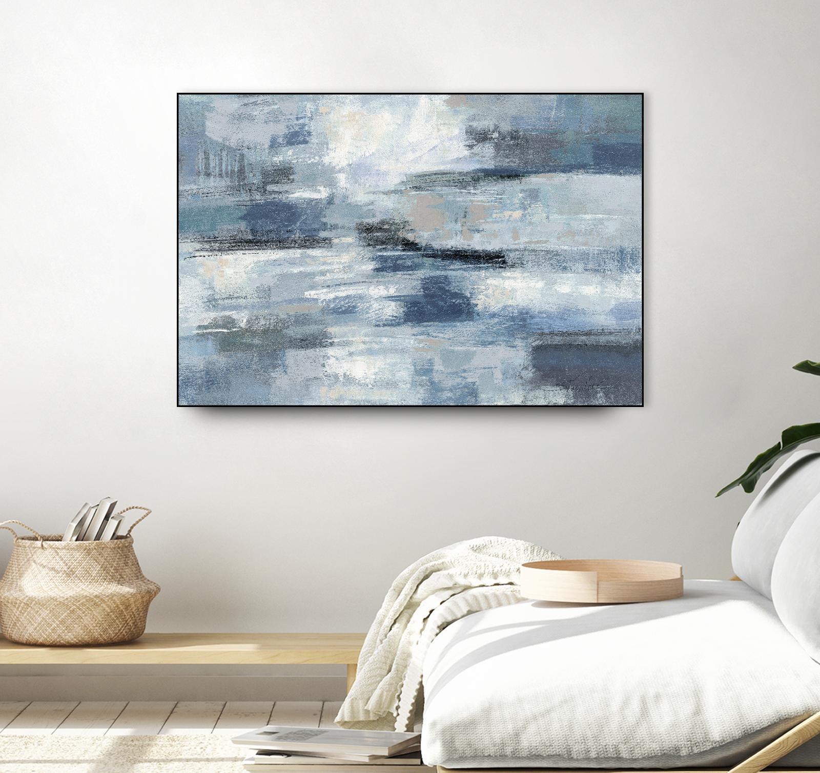 Clear Water Indigo and Gray by Silvia Vassileva on GIANT ART - white abstract