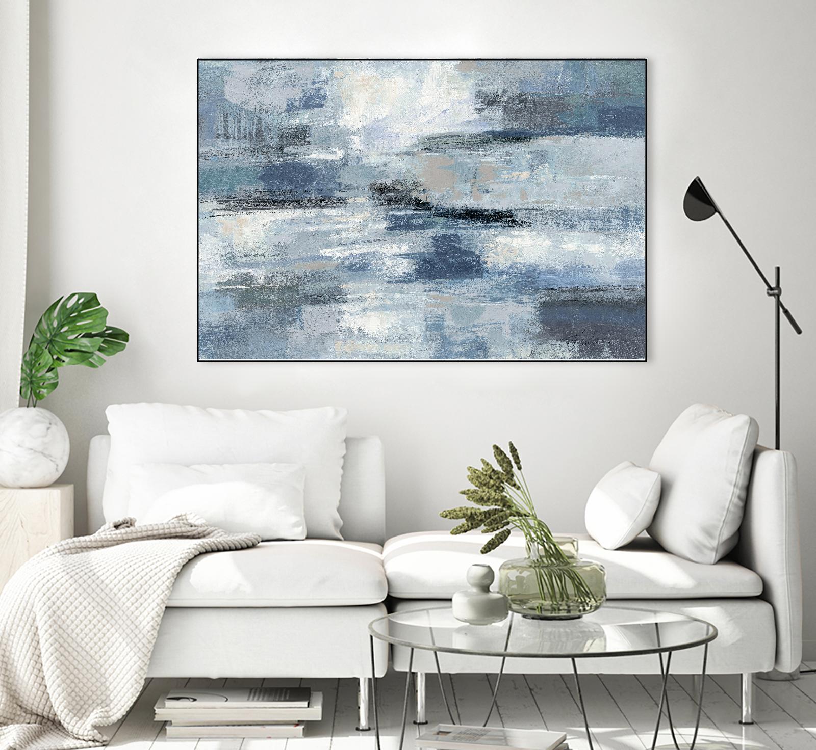 Clear Water Indigo and Gray by Silvia Vassileva on GIANT ART - white abstract