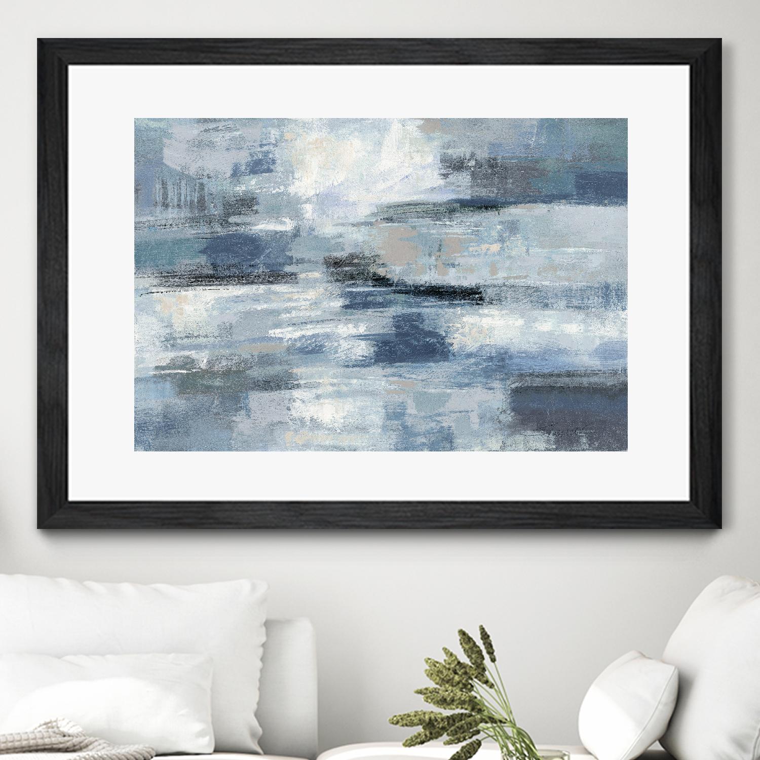 Clear Water Indigo and Gray by Silvia Vassileva on GIANT ART - white abstract
