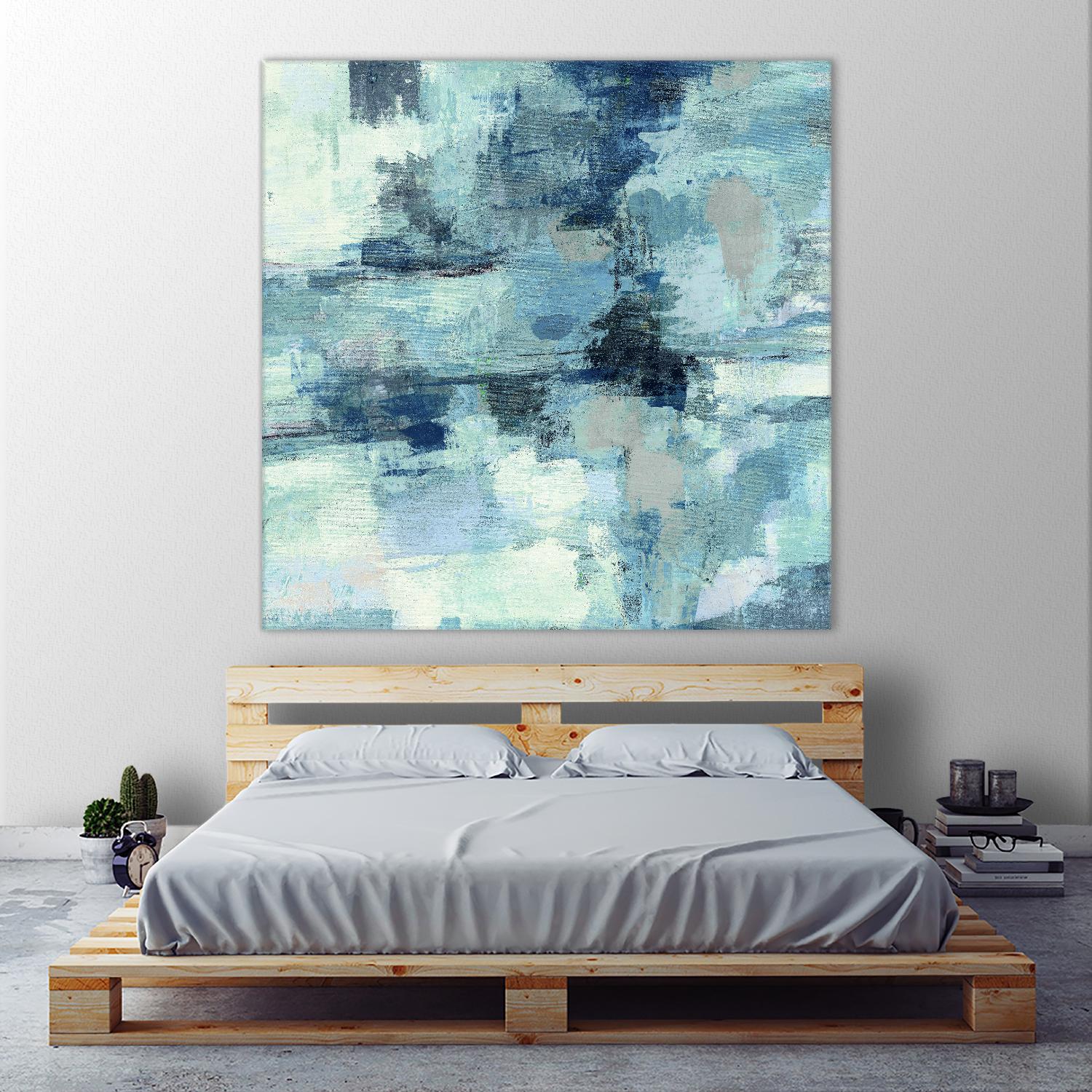 In the Clouds Indigo and Gray Crop by Silvia Vassileva on GIANT ART - white abstract