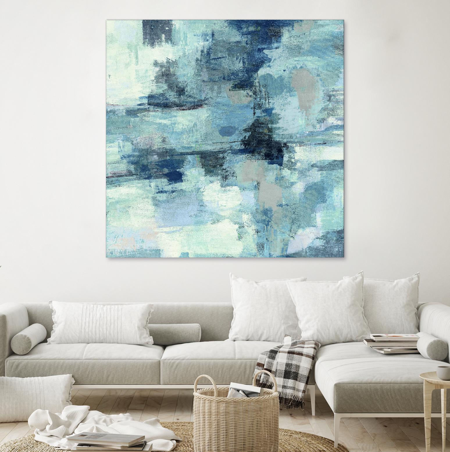 In the Clouds Indigo and Gray Crop by Silvia Vassileva on GIANT ART - white abstract